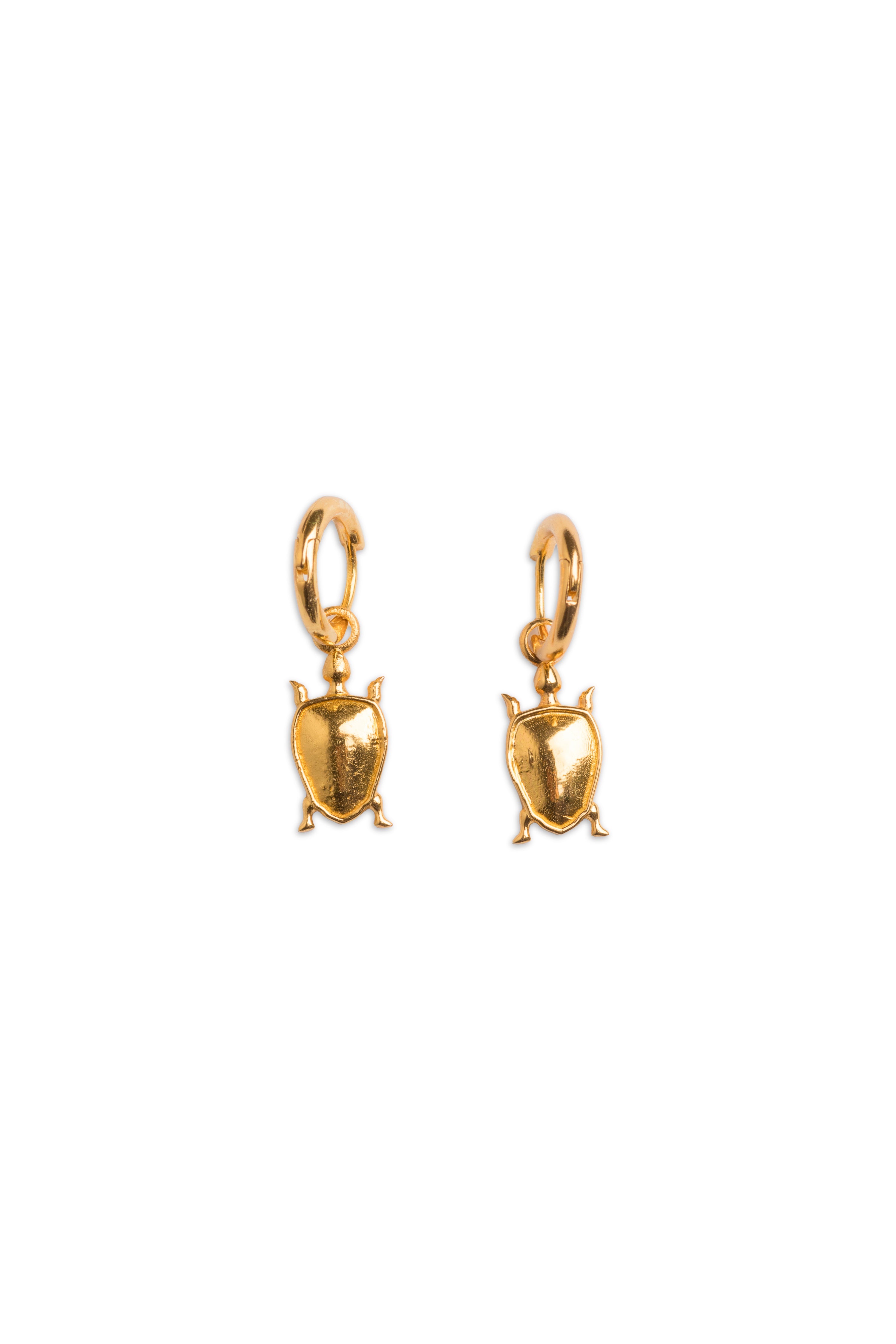 Gold Plated Tiny Turtle Hoops Earrings
