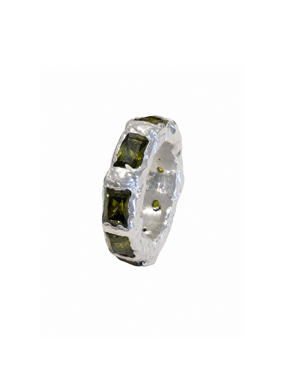 Monroe square with khaki green gems