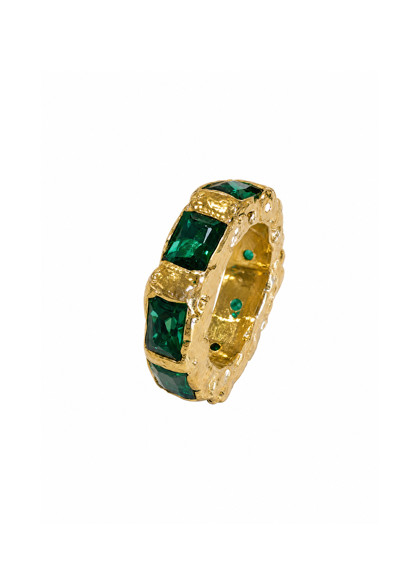 Monroe square with emerald green gems