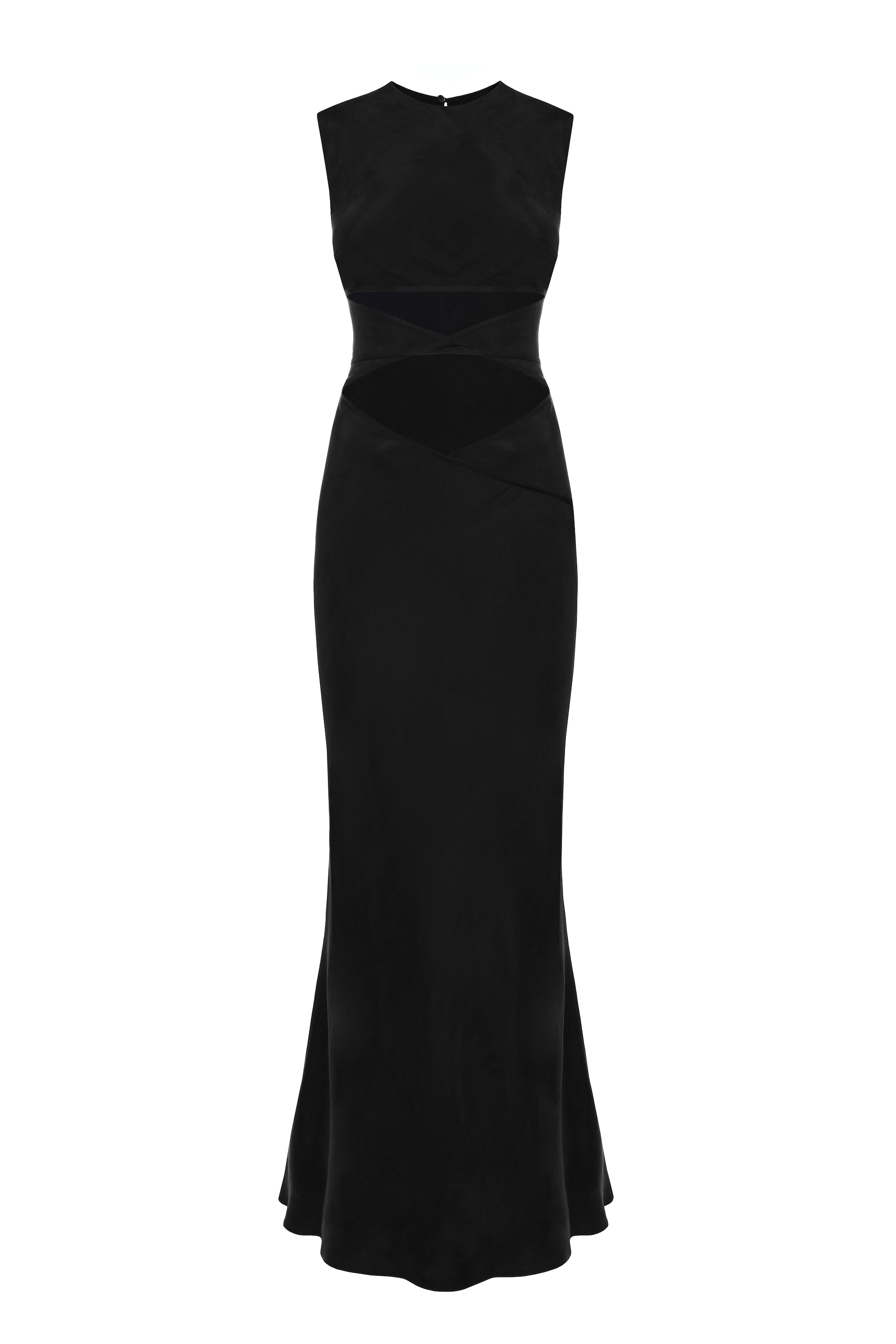 Black Front Cut Flare Dress