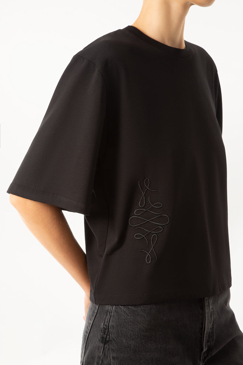 Black Logo&Embroidery T-Shirt