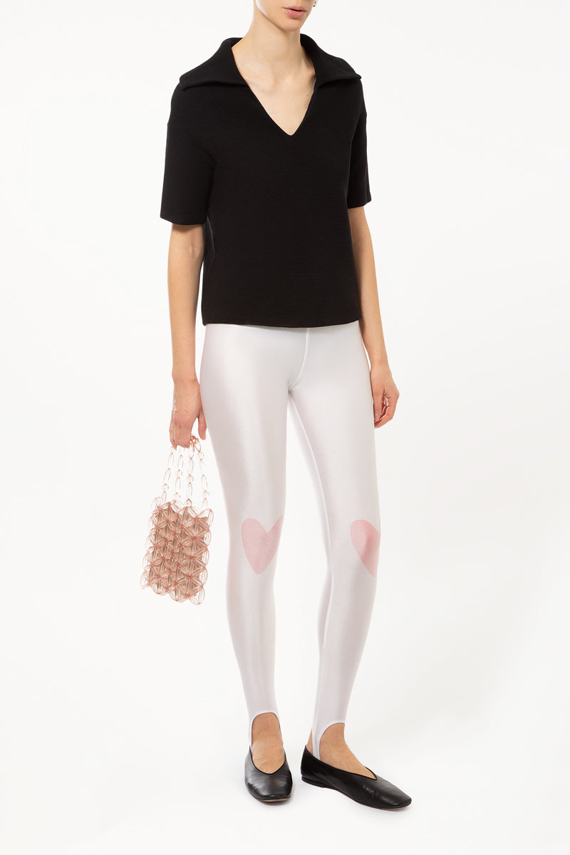 Hearted White Stirrup Leggings