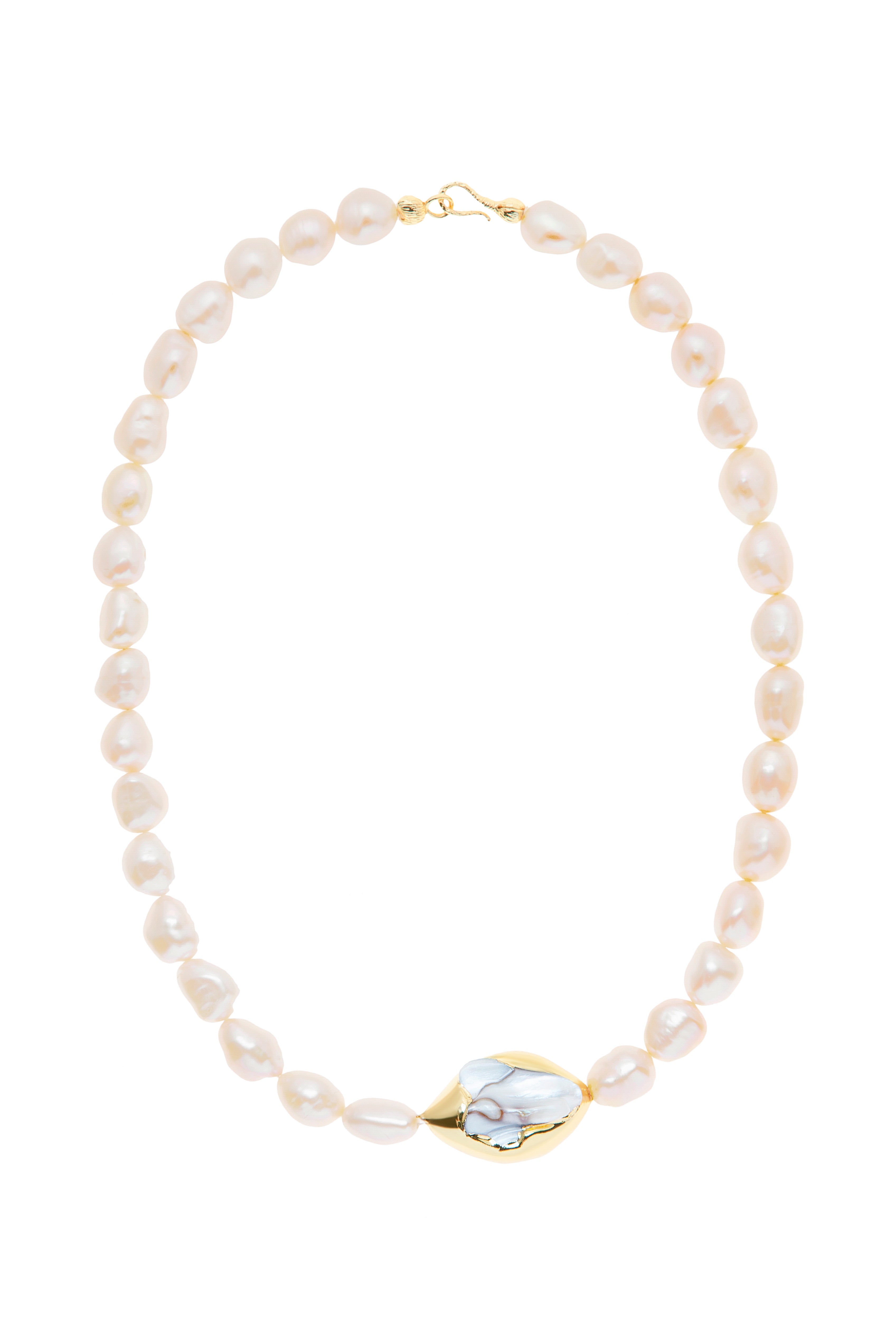 Pink Pearl Necklace with Detail