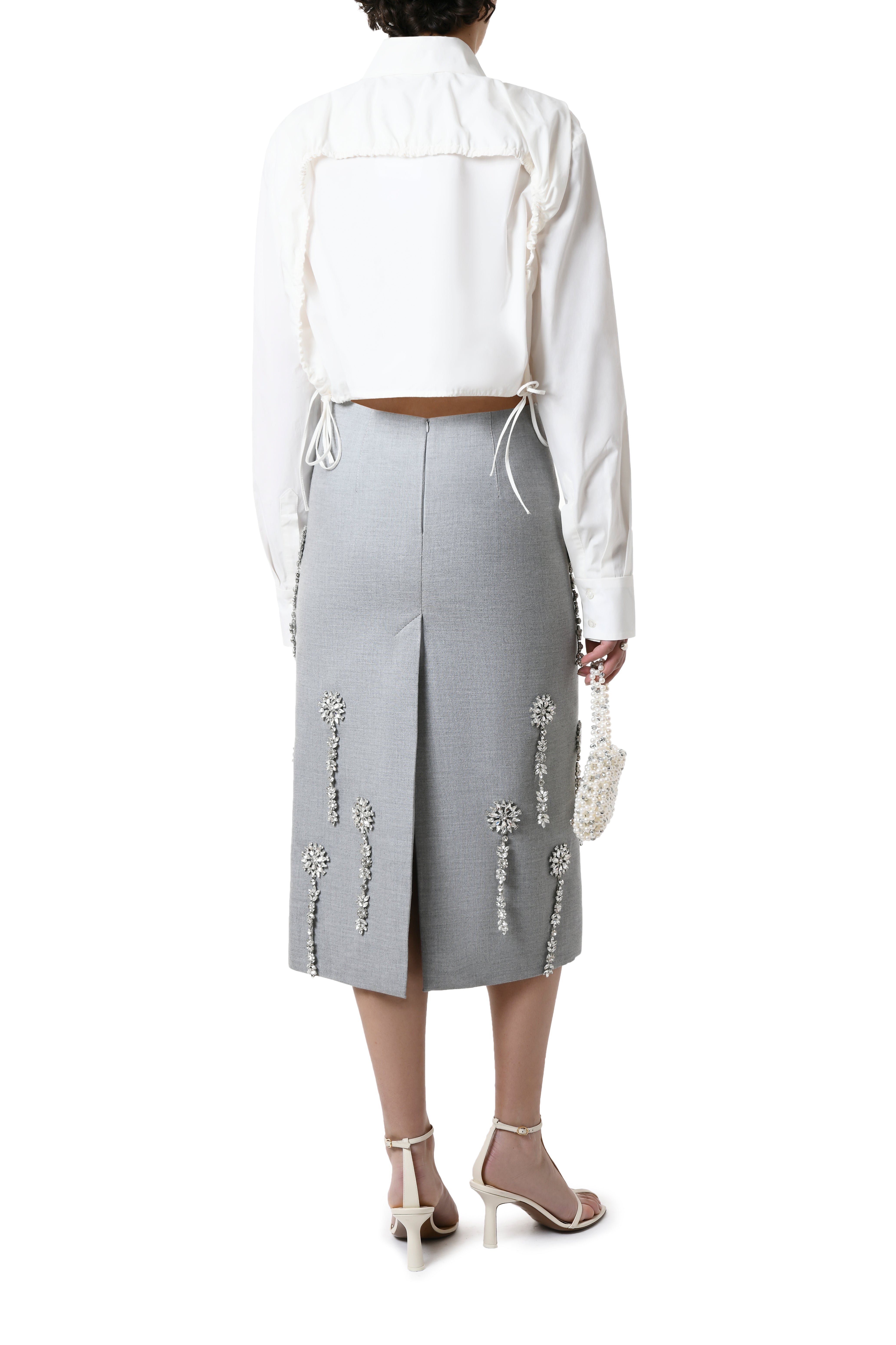 Crystal Embellished Skirt Grey