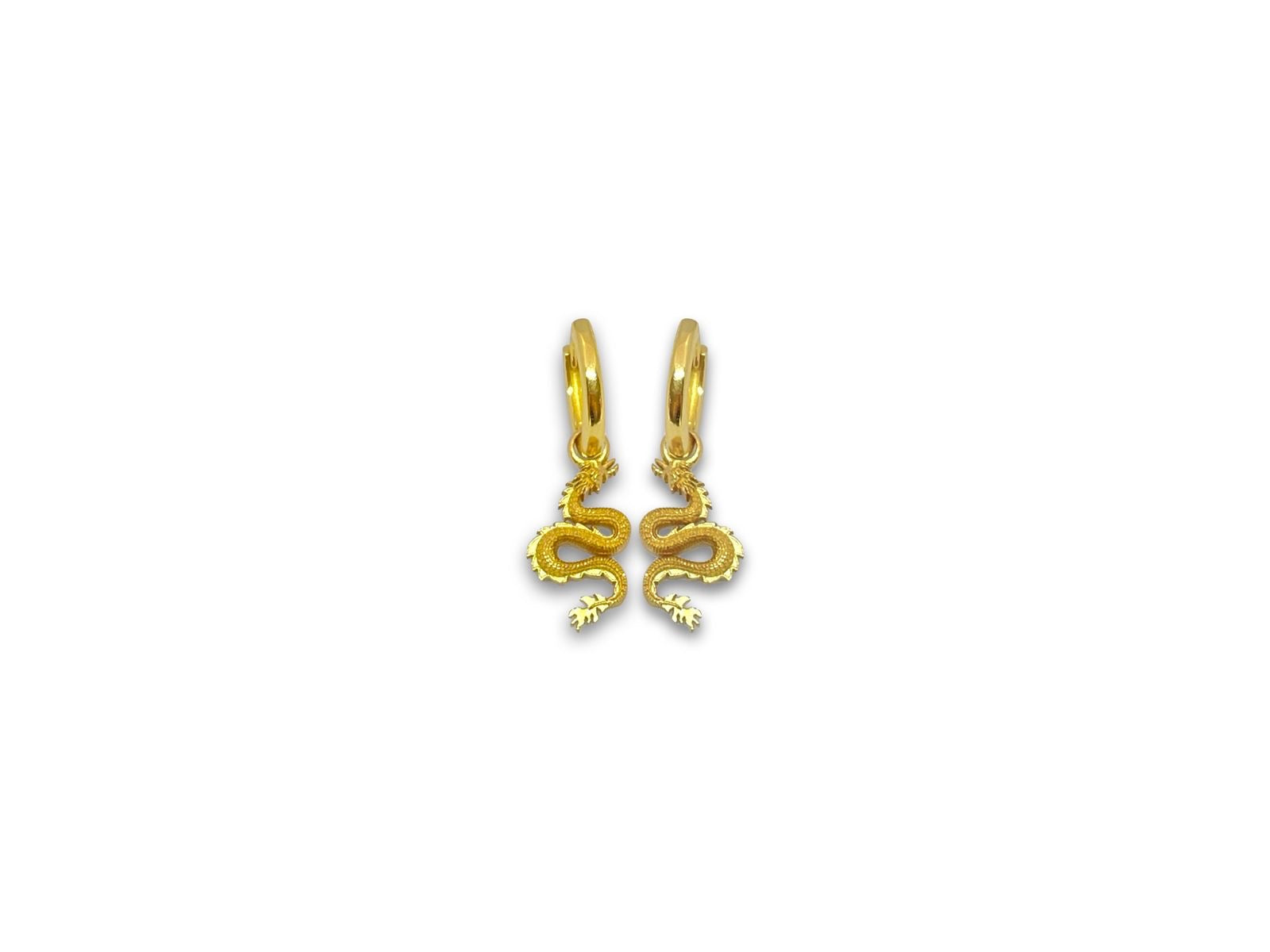 Gold Plated Dragon Hoop Earrings