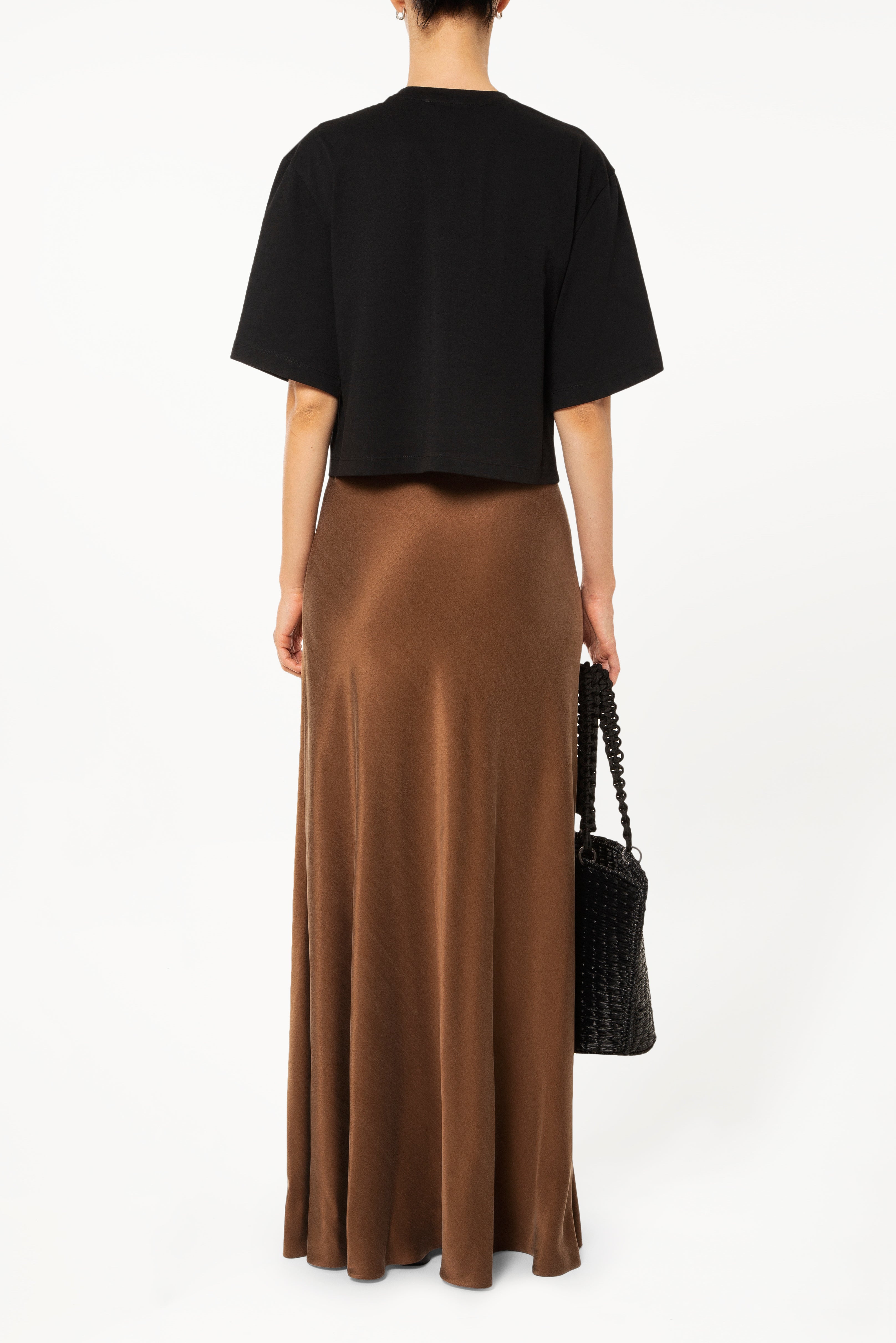 Brown Cupro Maxi Skirt