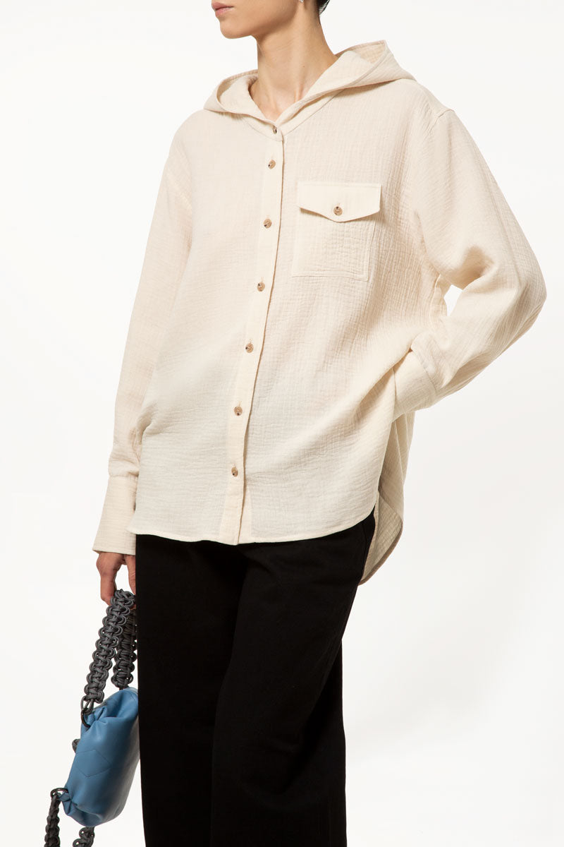 Beige Hooded Shirt