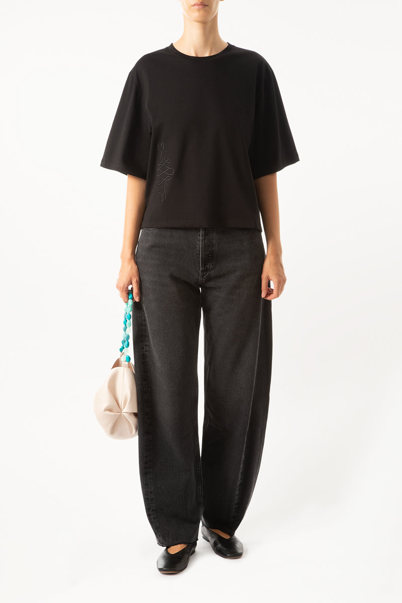 Black Logo&Embroidery T-Shirt