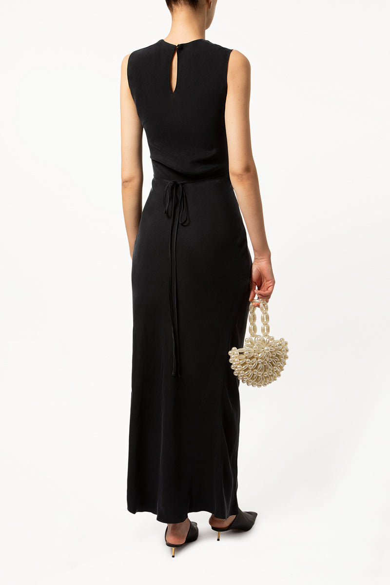 Black Front Cut Flare Dress