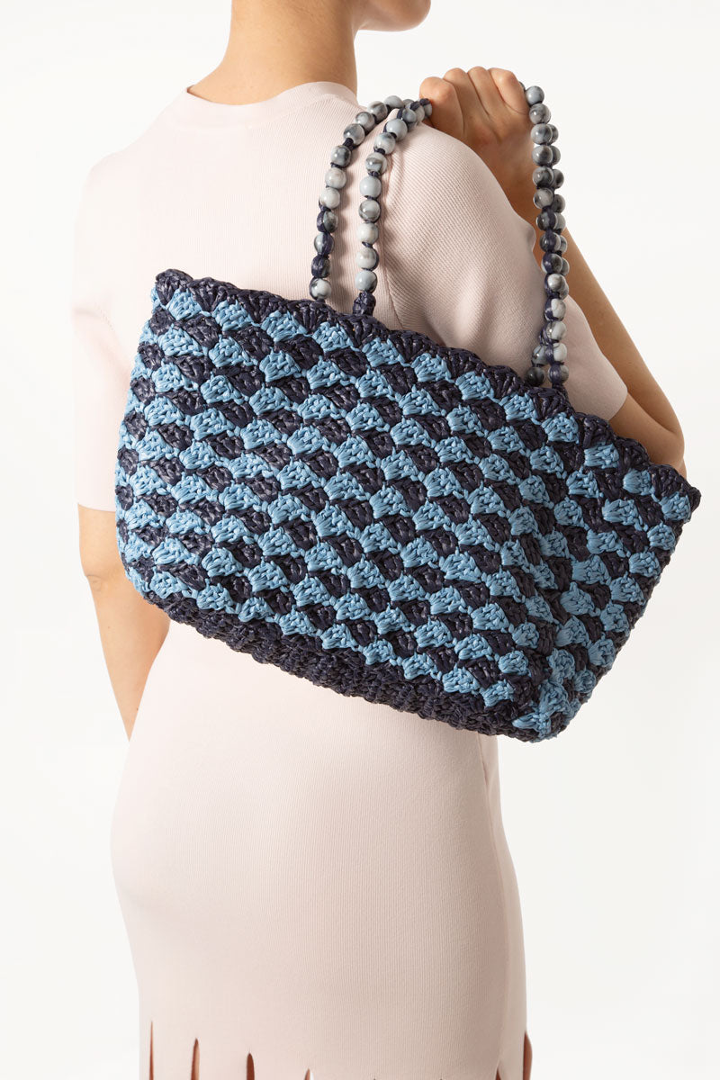 Navy Blue & Sky Blue Capri Beach Bag