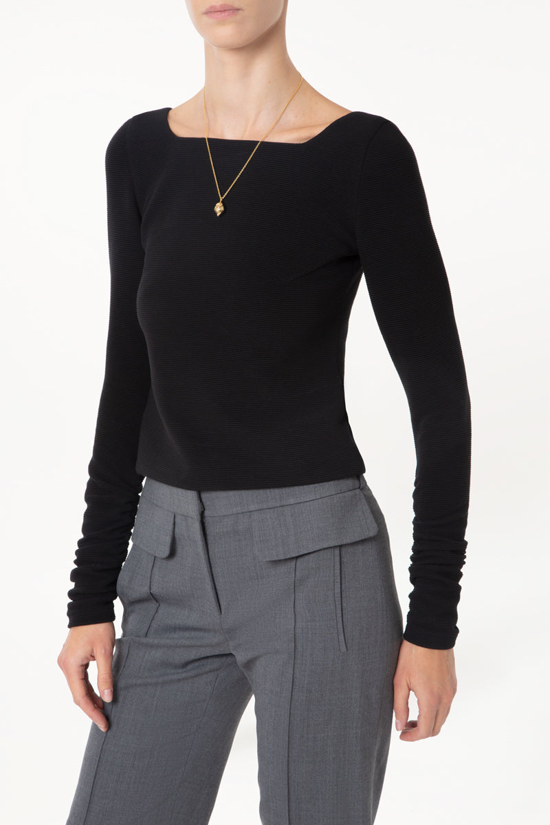Black Square Neck Top