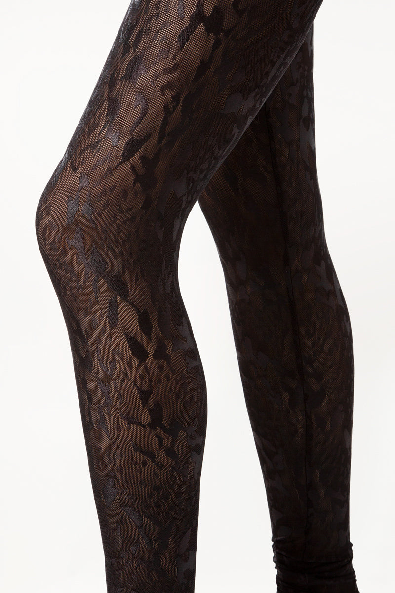 Black Leopard-Print Stirrup Leggings