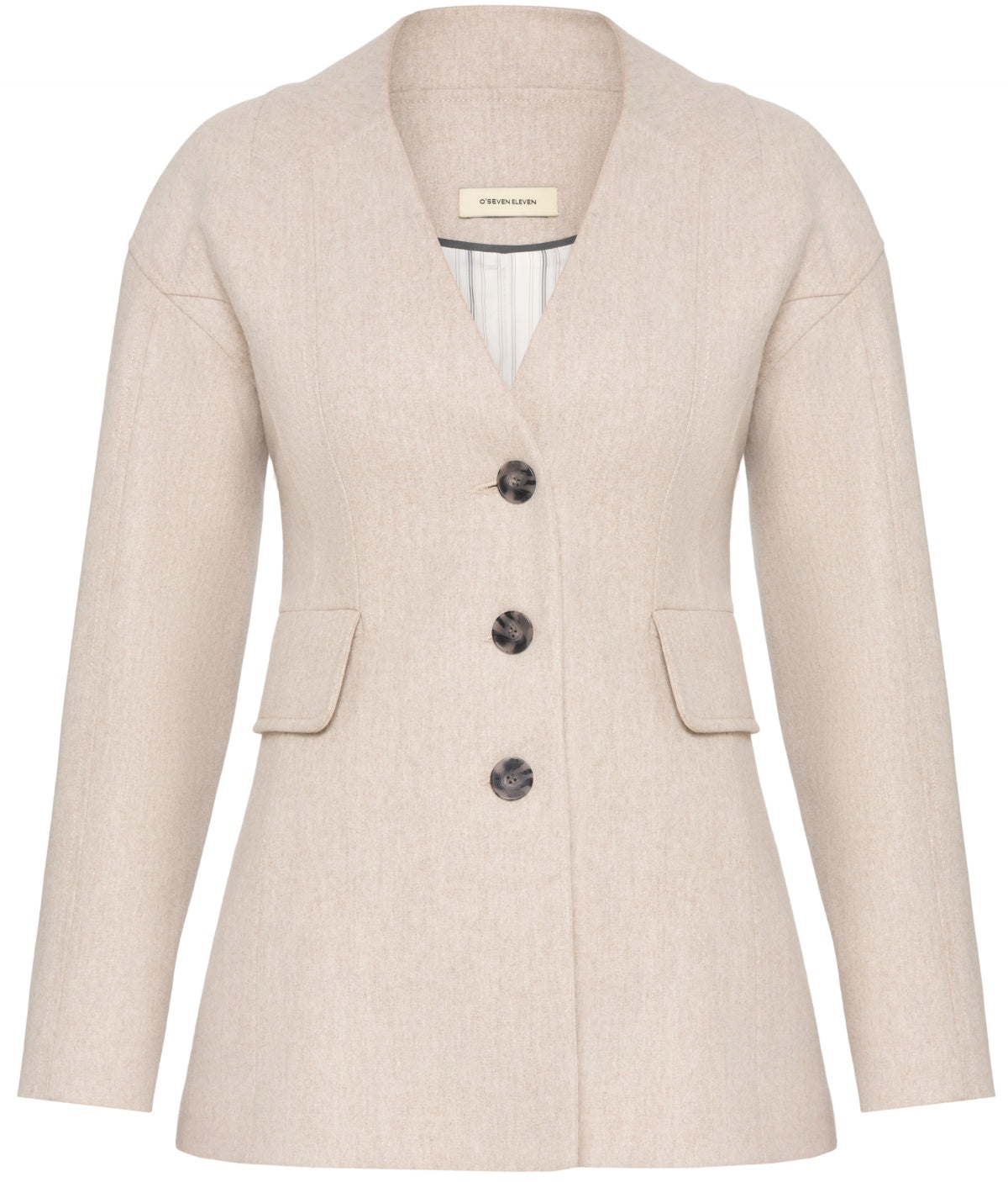 Oatmeal Collarless Blazer