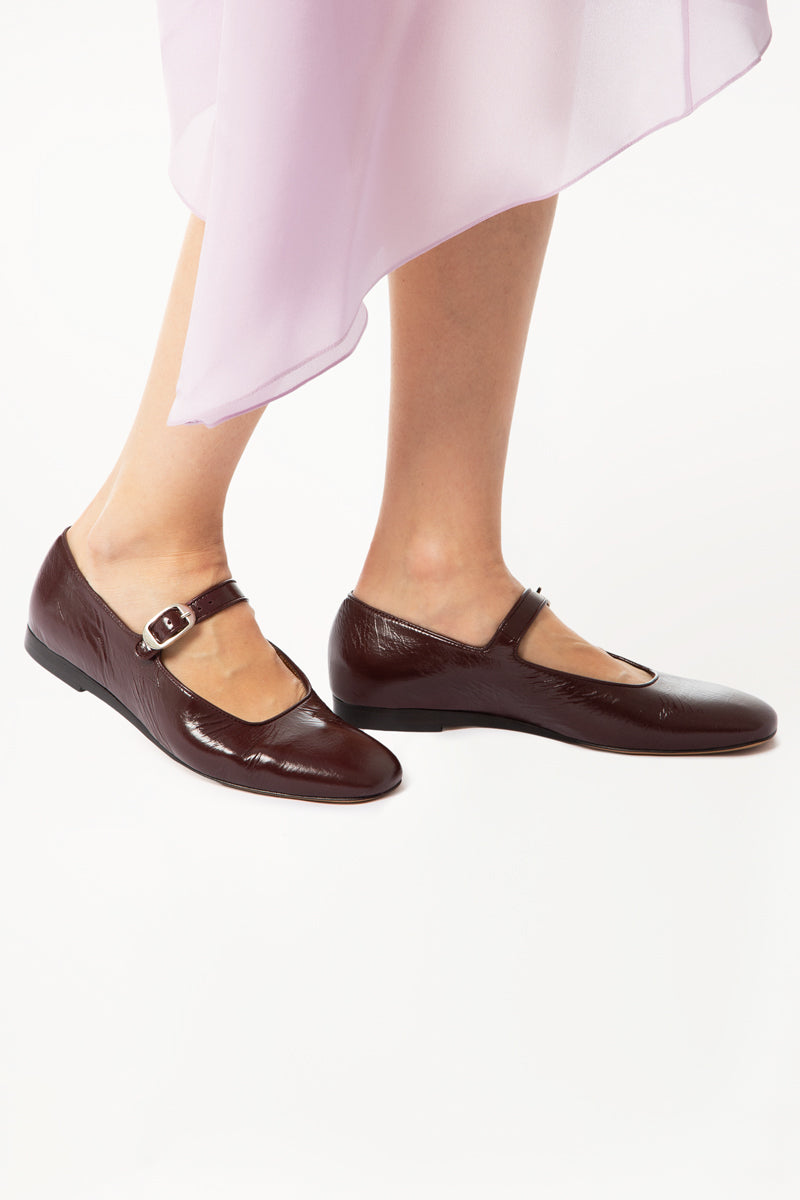 Aubergine Mary Jane Flats