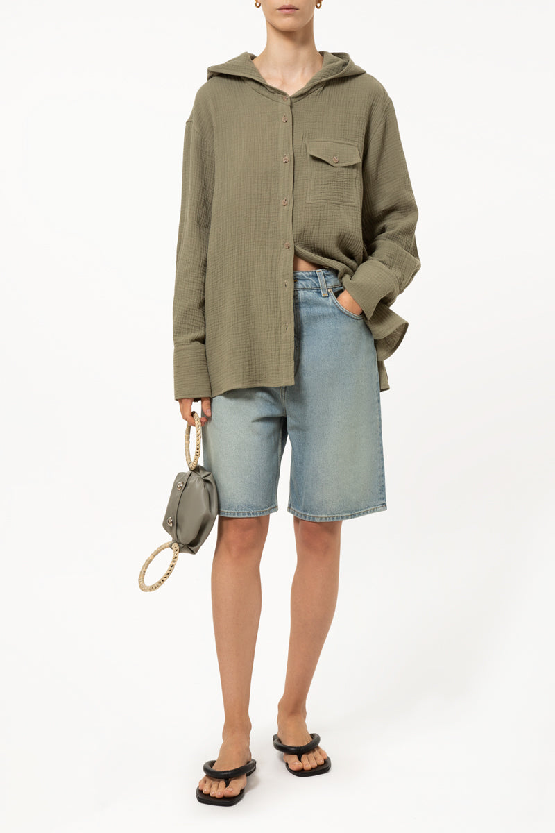 Khaki Hooded Shirt