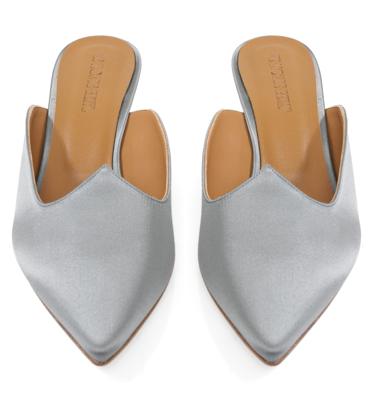 Sky Blue Satin Mules