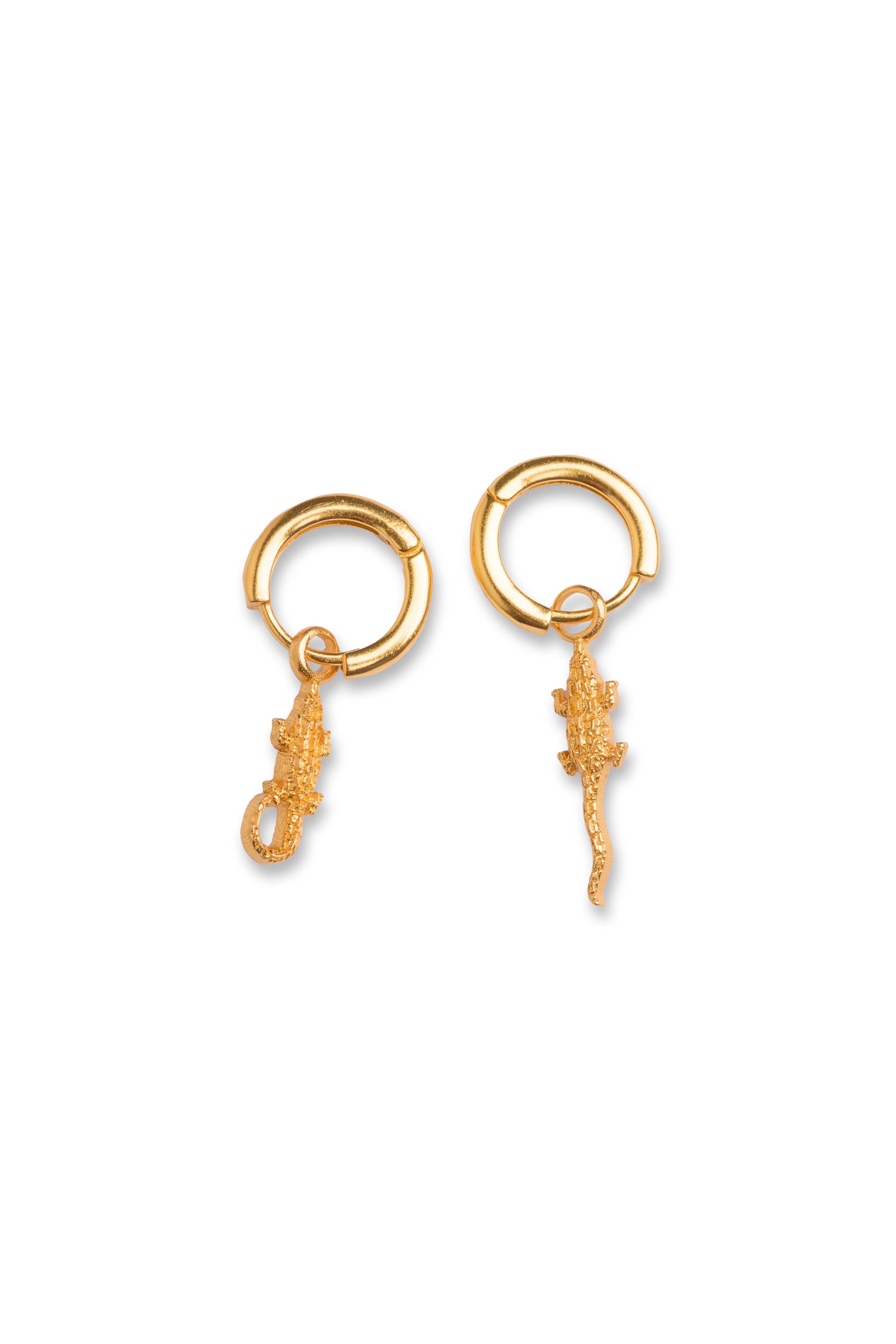 Gold Plated Crocodile Hoops Earrings