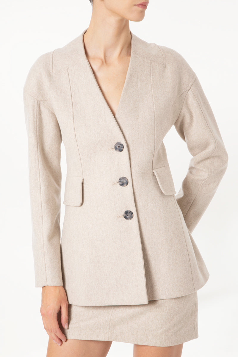 Oatmeal Collarless Blazer