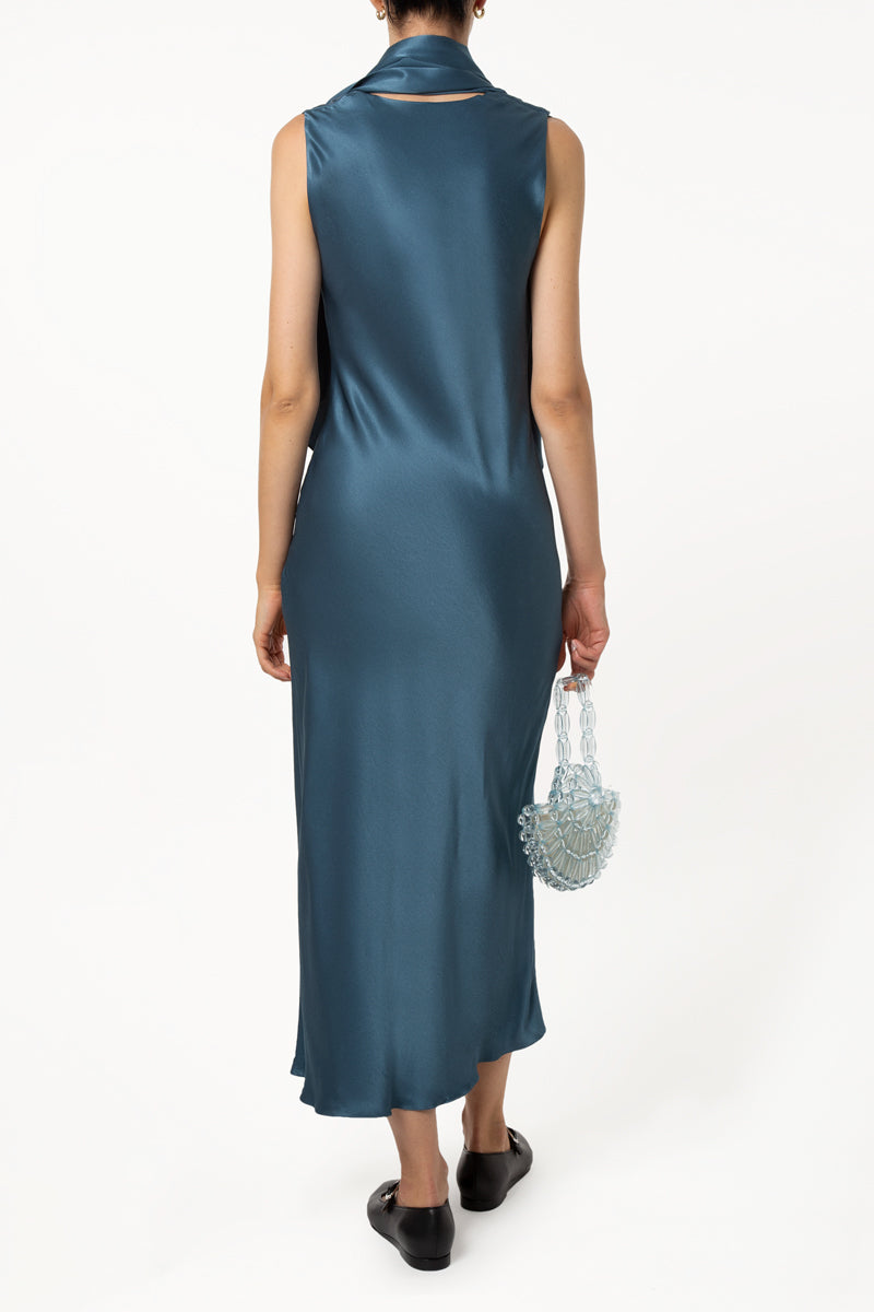 Teal Double Scarf Dress