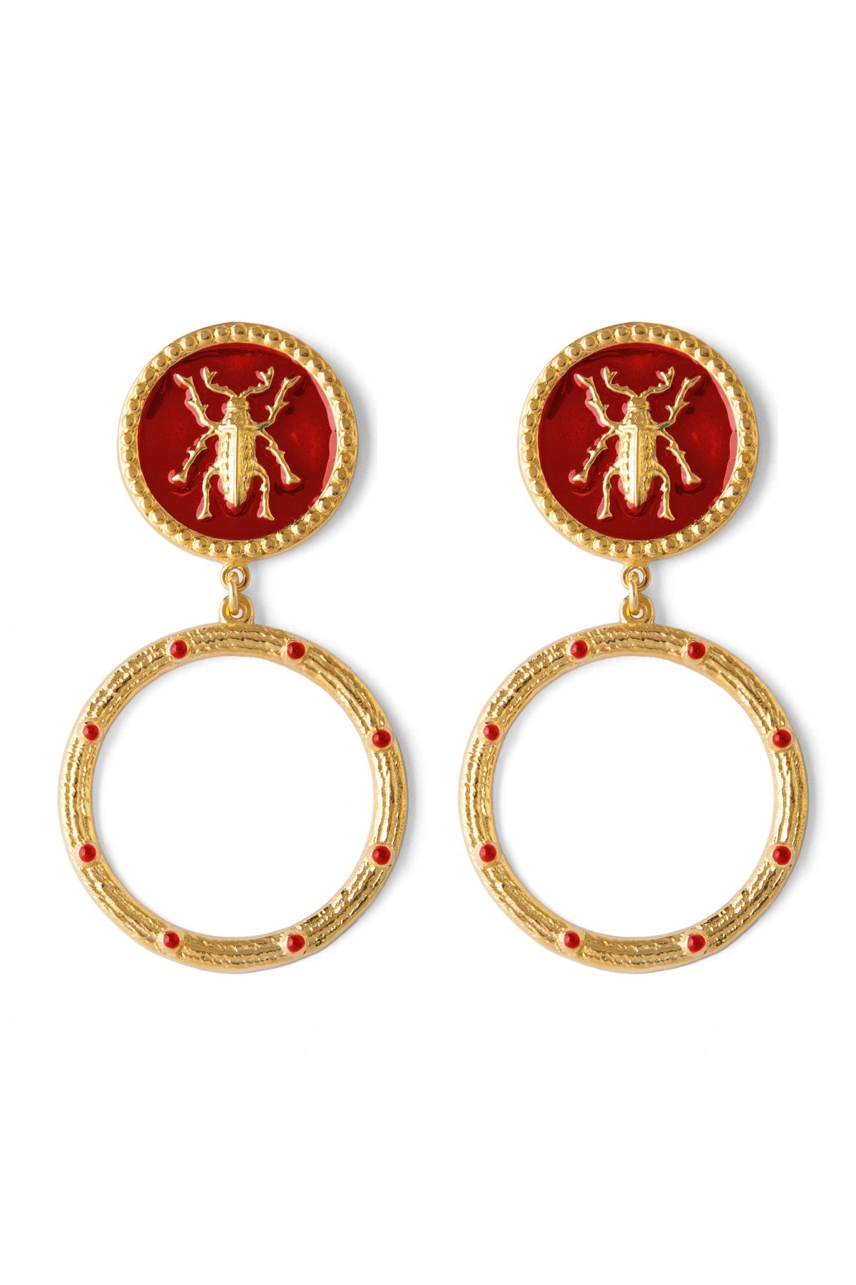Red Beetle Earrings