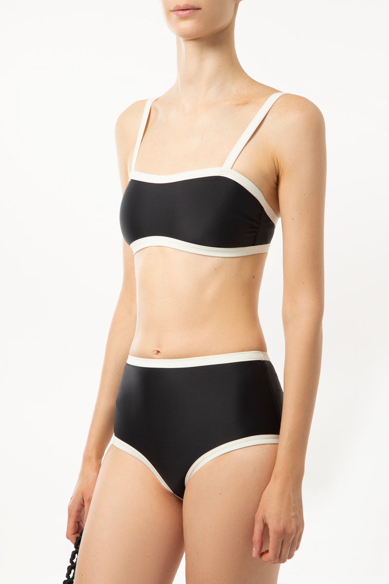 Black & Cream Bikini Top