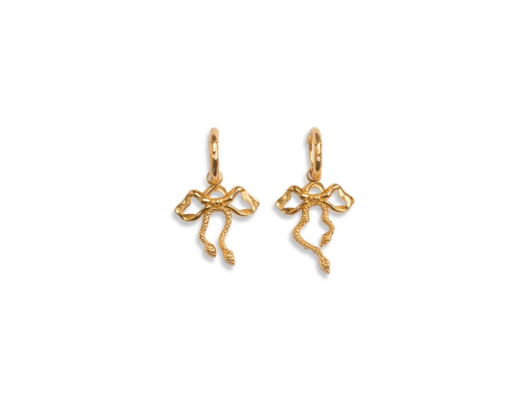 Gold Plated Bow Hoops Earrings