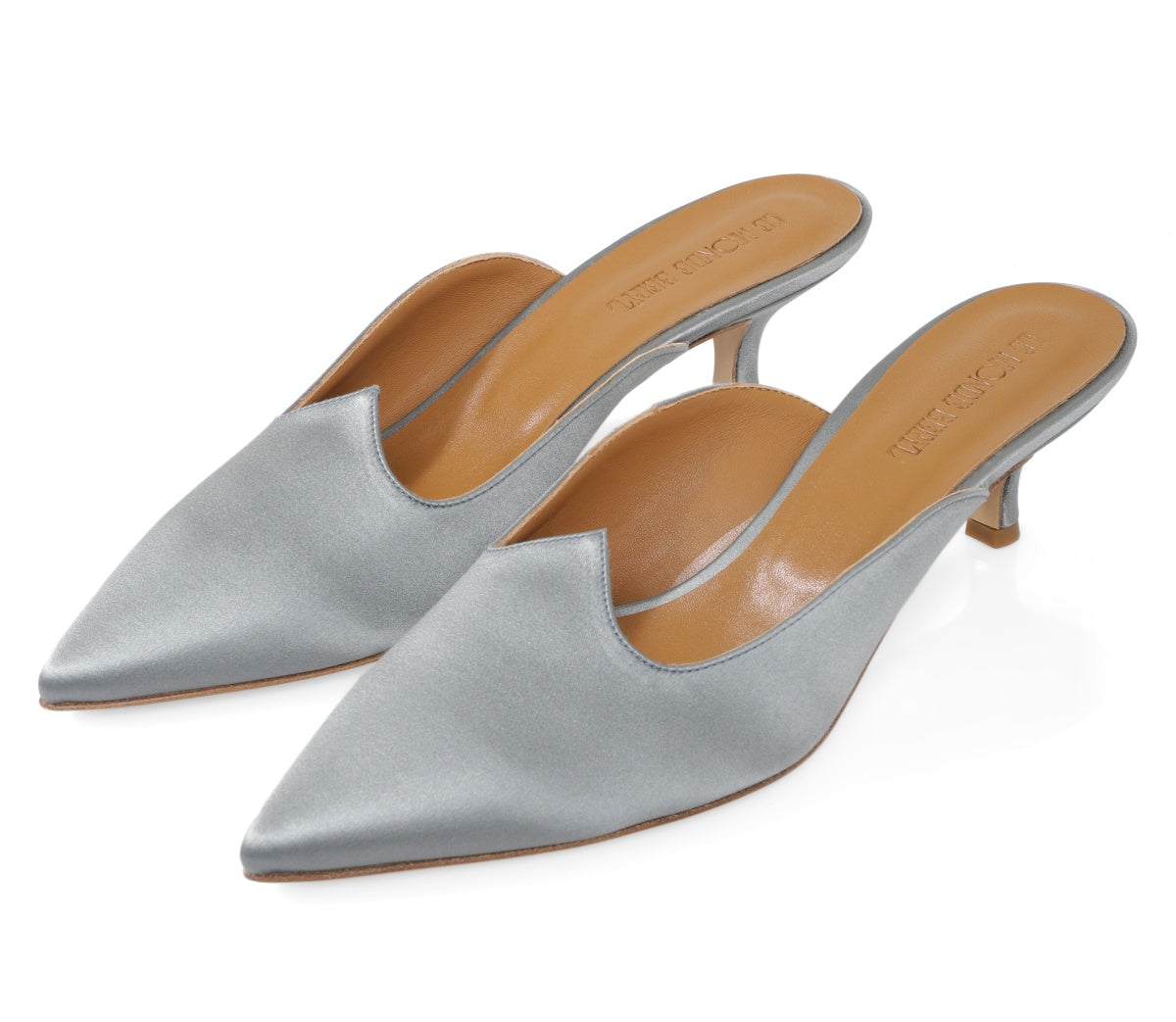 Sky Blue Satin Mules