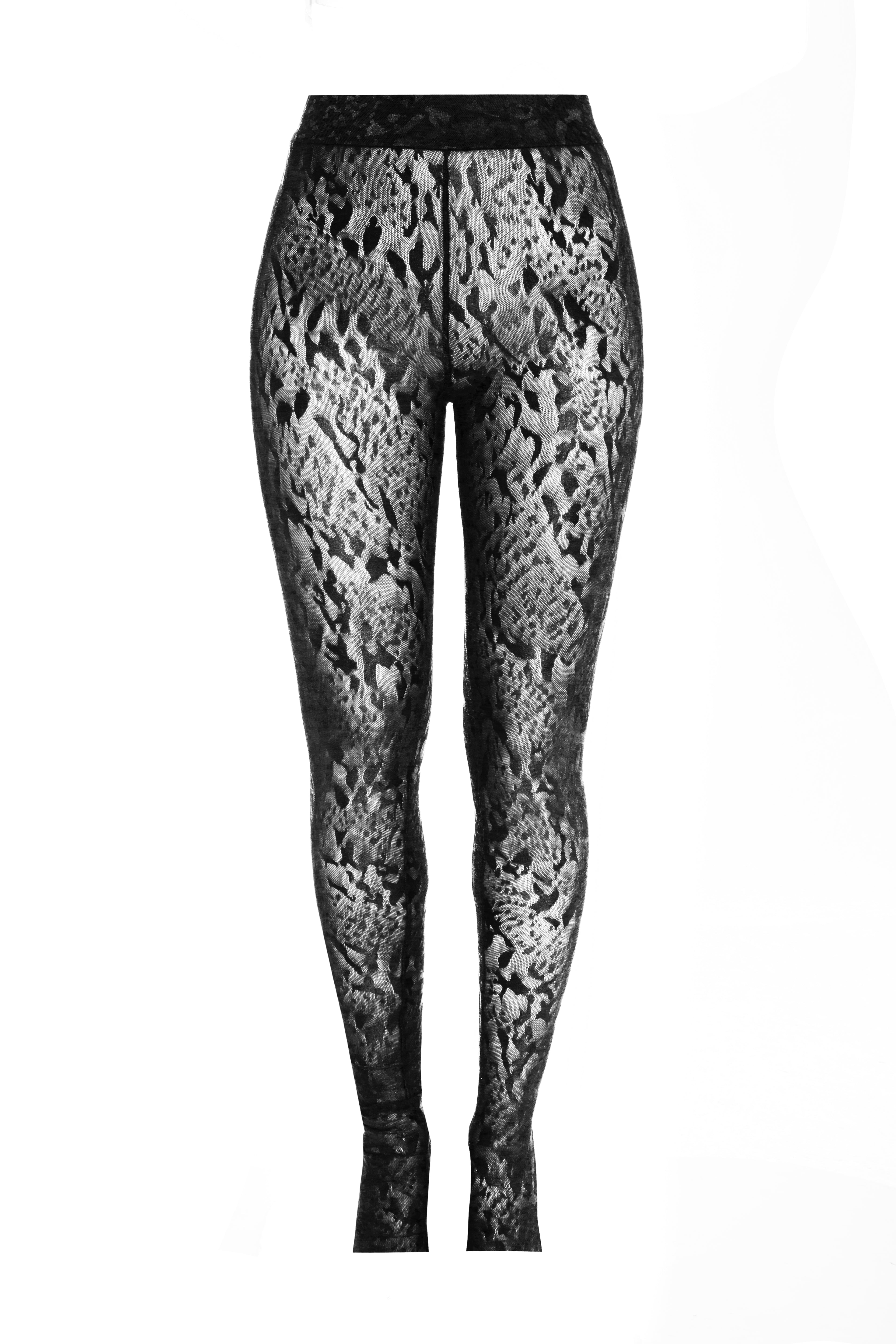 Black Leopard-Print Stirrup Leggings