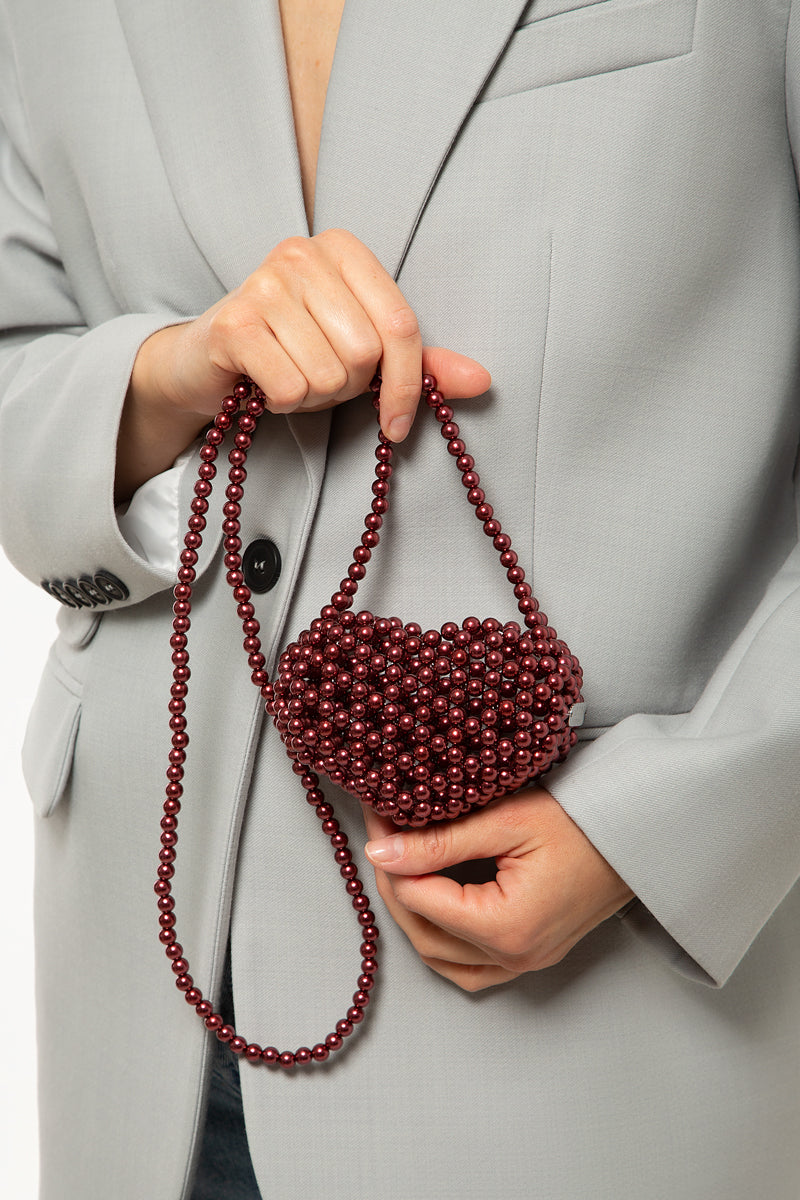 Burgundy Tiny Heart-Shaped Bag