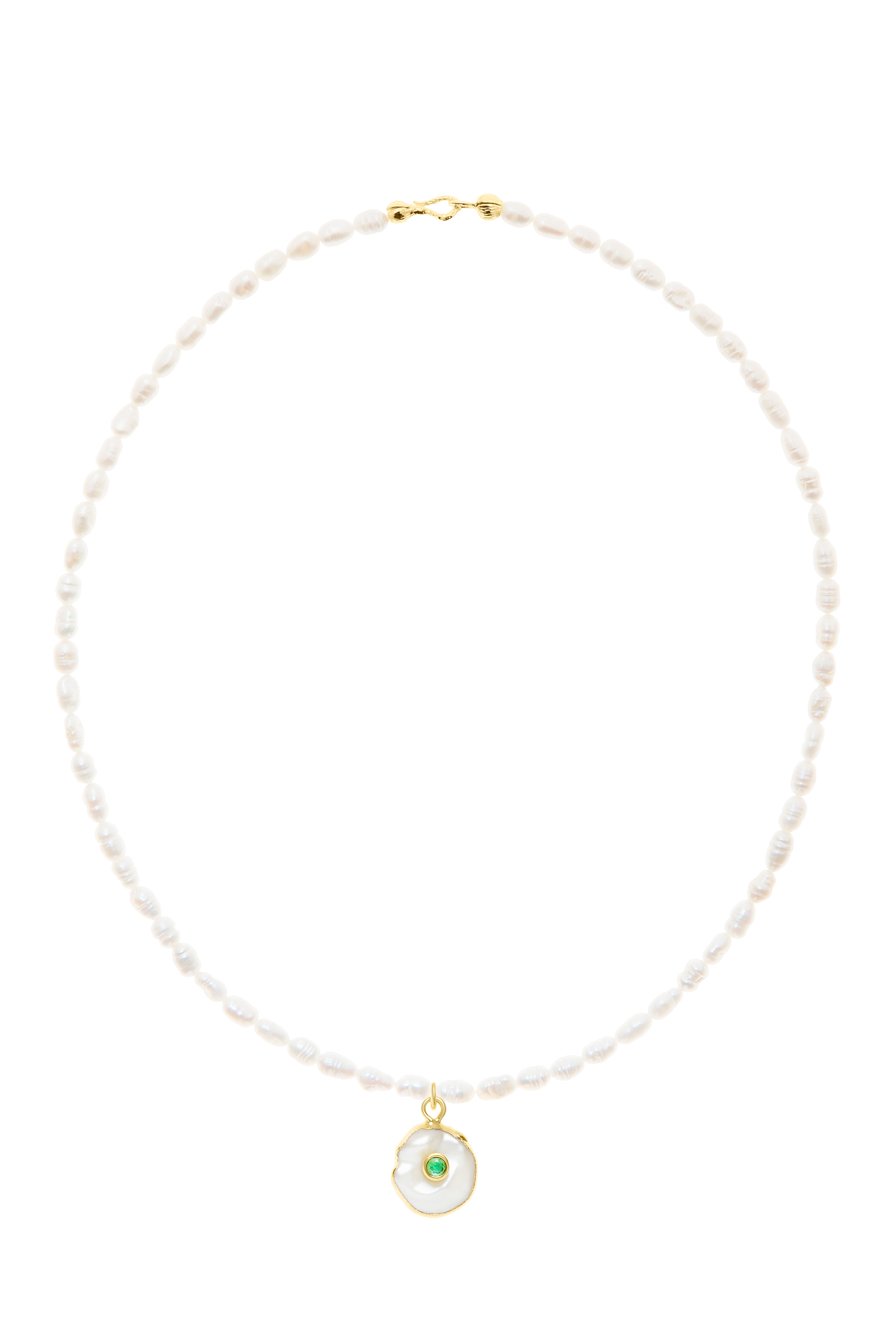 Pearl Necklace with Zircon Charm