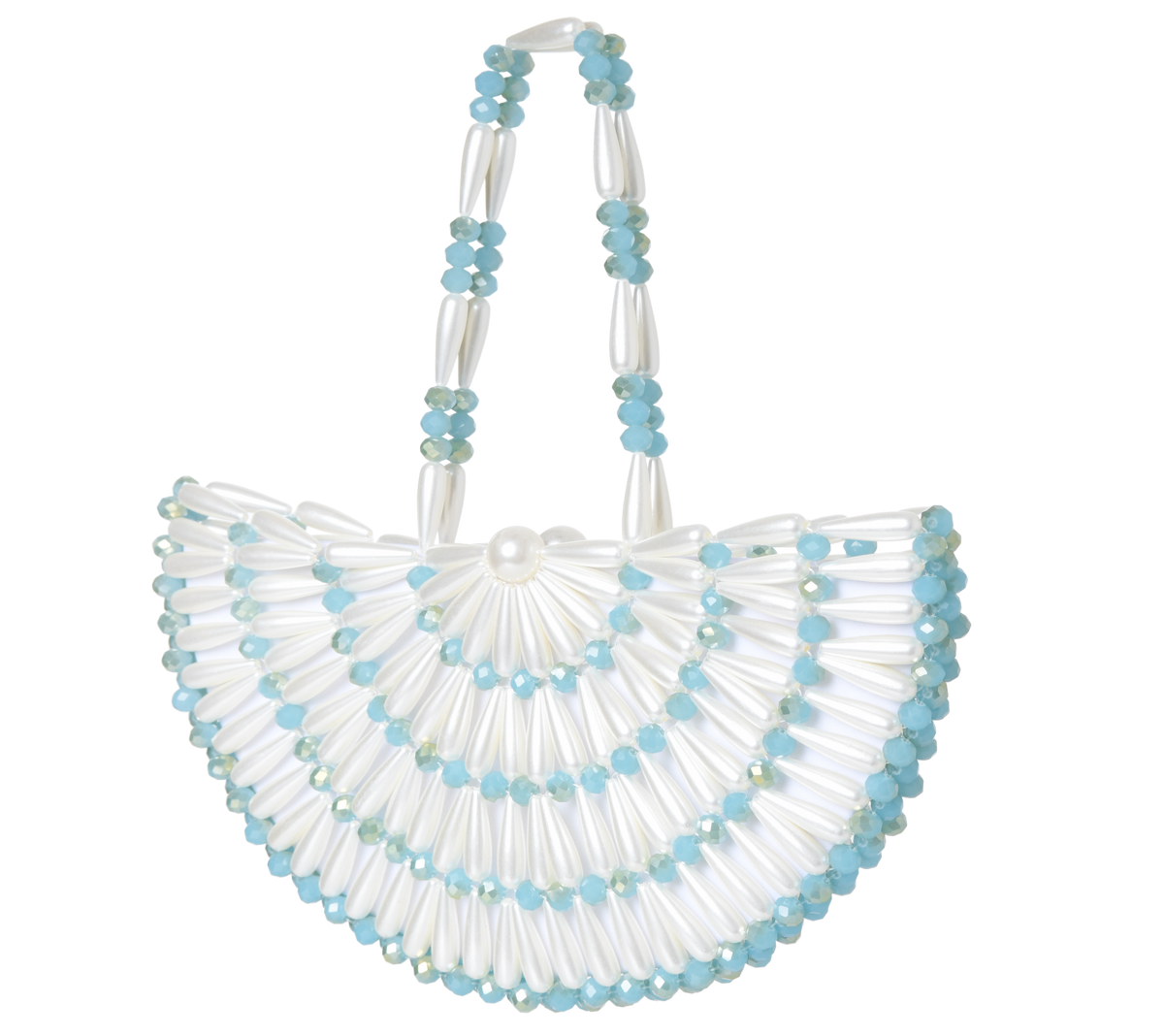 Ivory & Turquoise Large Selene Top Handle Bag