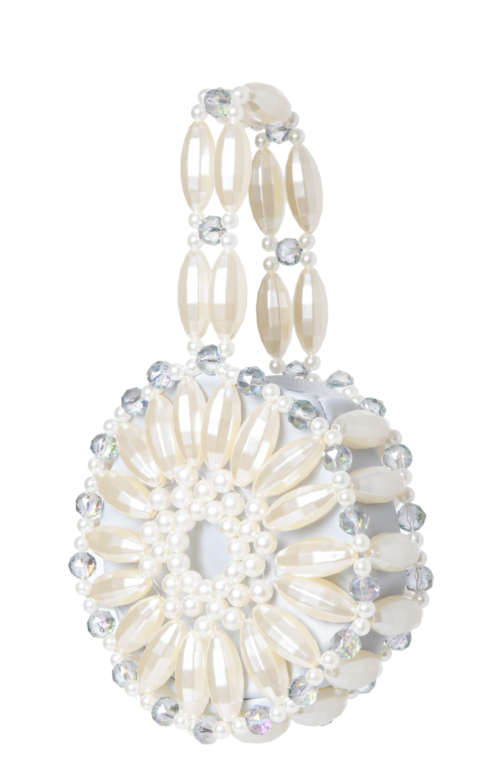 Ivory & Baby Blue Small Arya Top Handle Bag