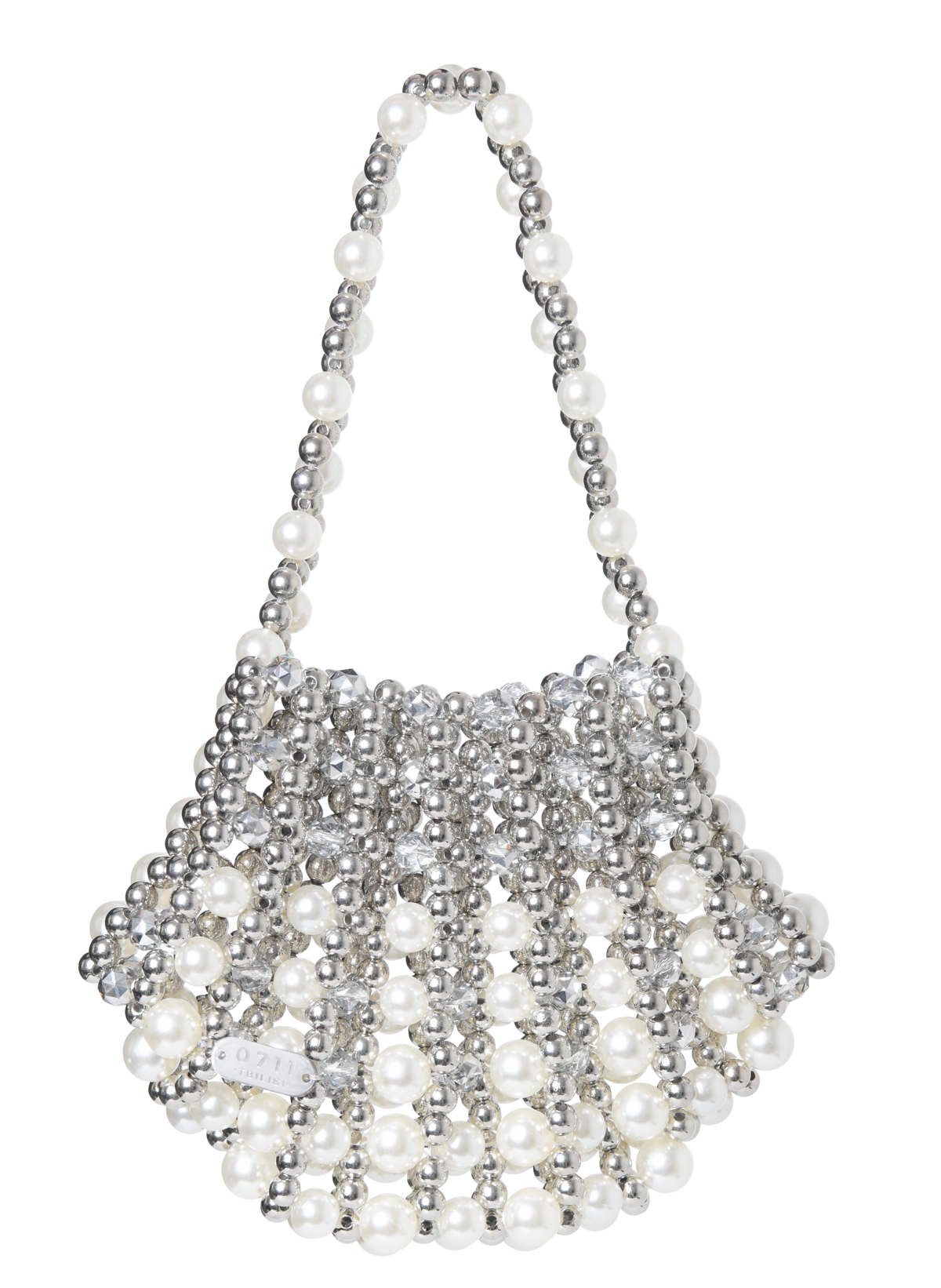 Ivory & Silver Small Arielle Top Handle Bag