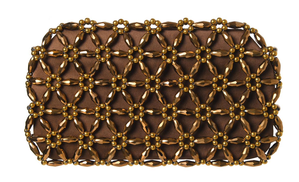 Chocolate & Bronze Large Tebea Clutch