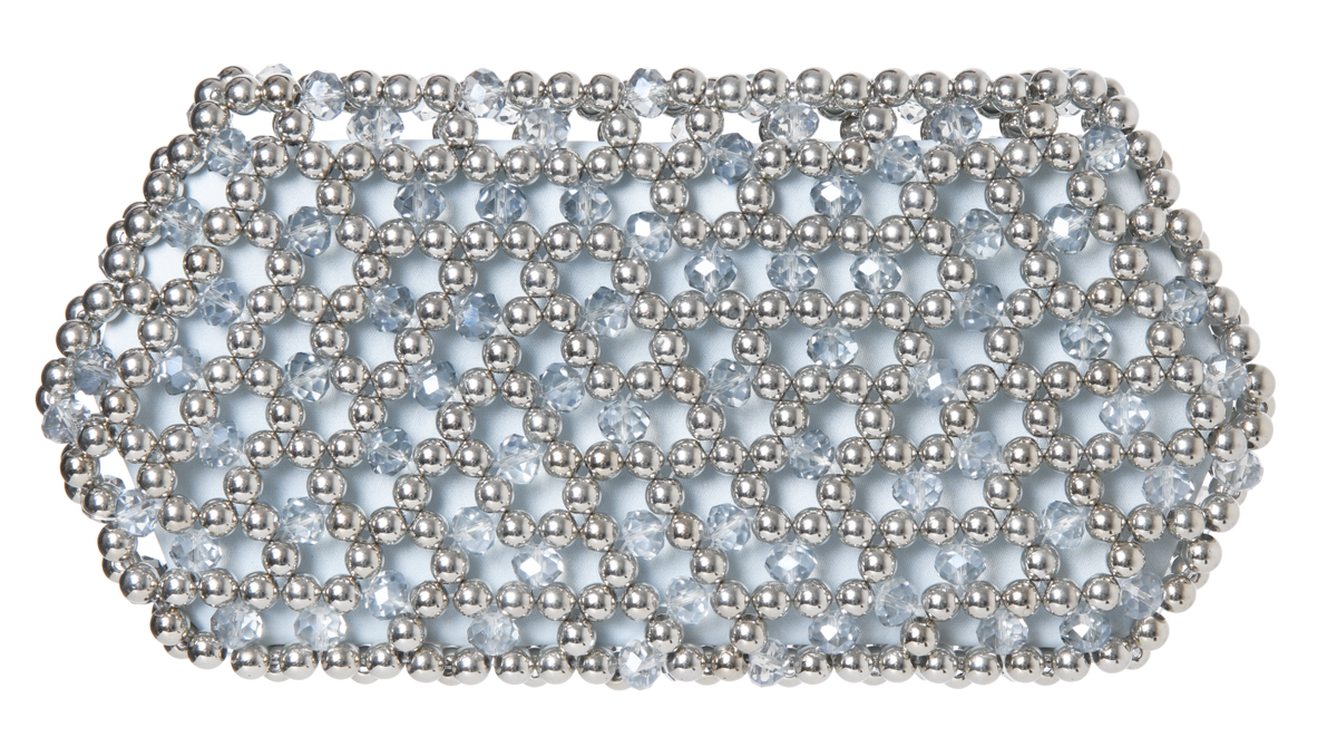 Silver & Baby Blue Lizzie Clutch