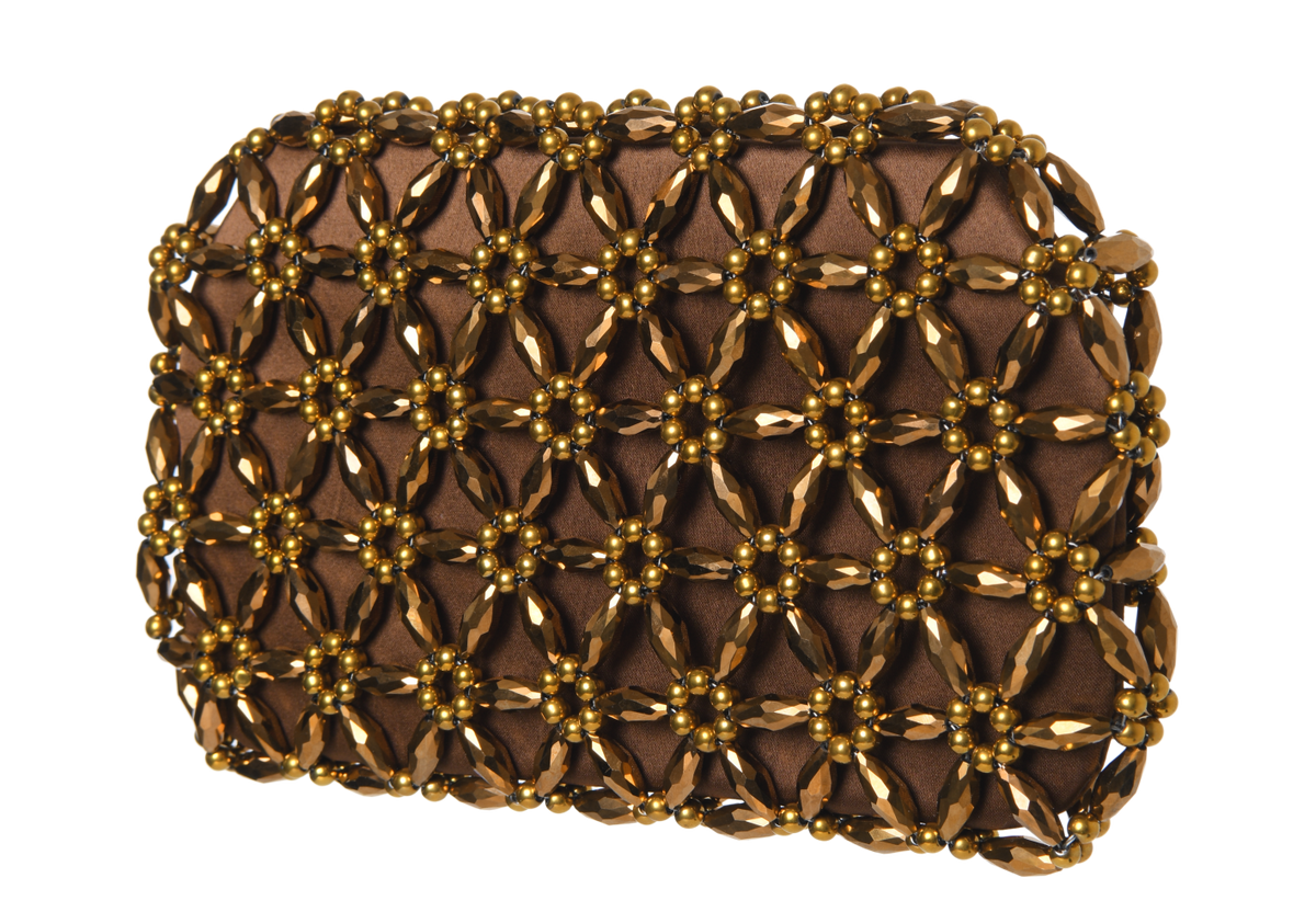 Chocolate & Bronze Large Tebea Clutch
