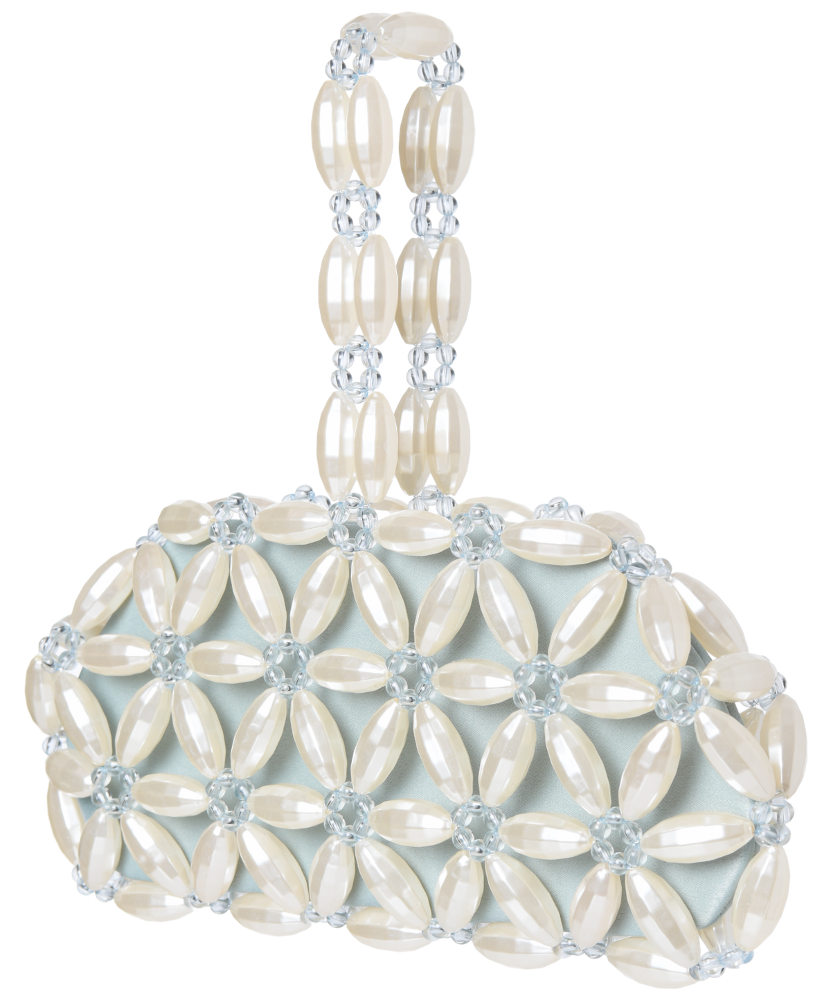 Ivory & Baby Blue Tebea Top Handle Bag