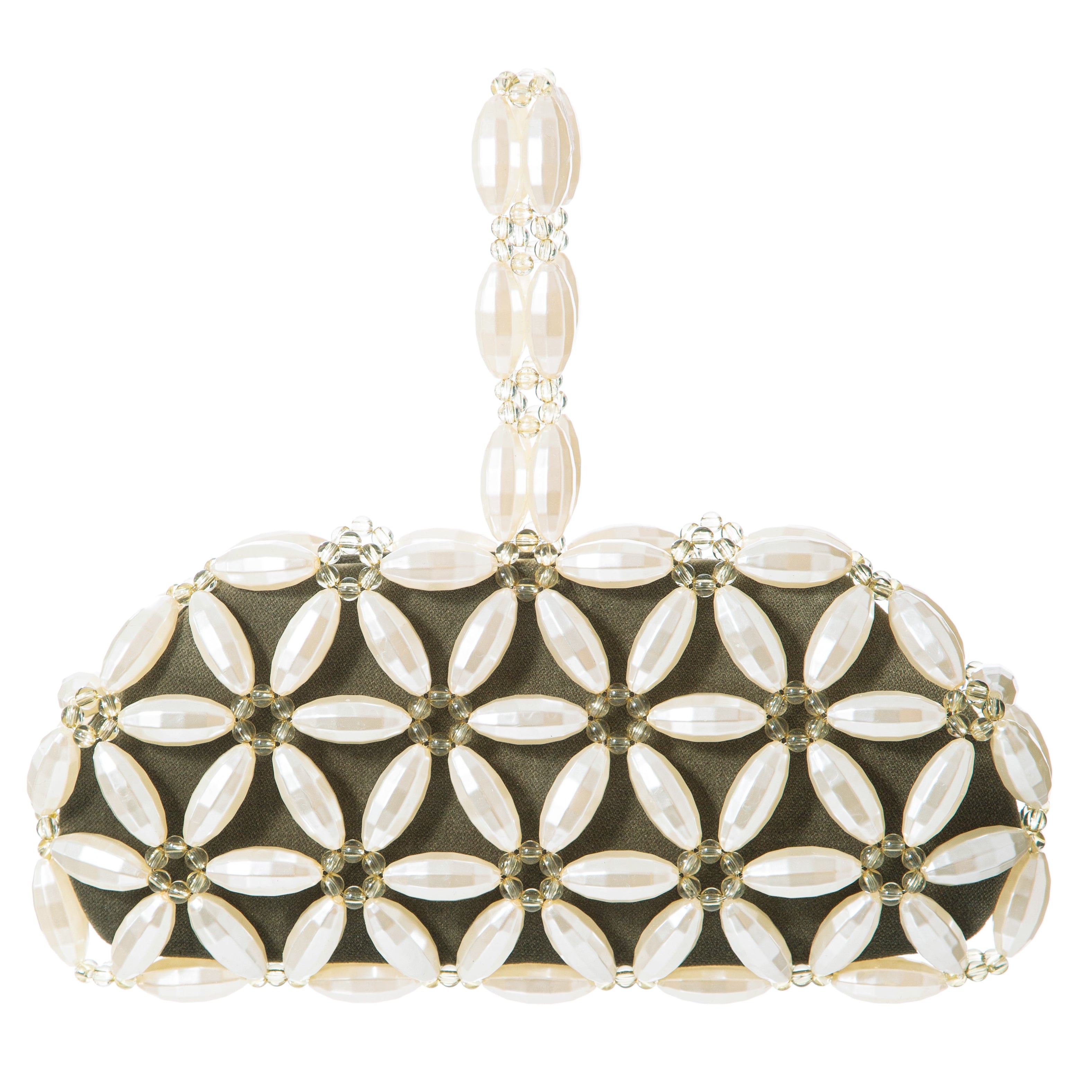 Ivory & Khaki Tebea Clutch