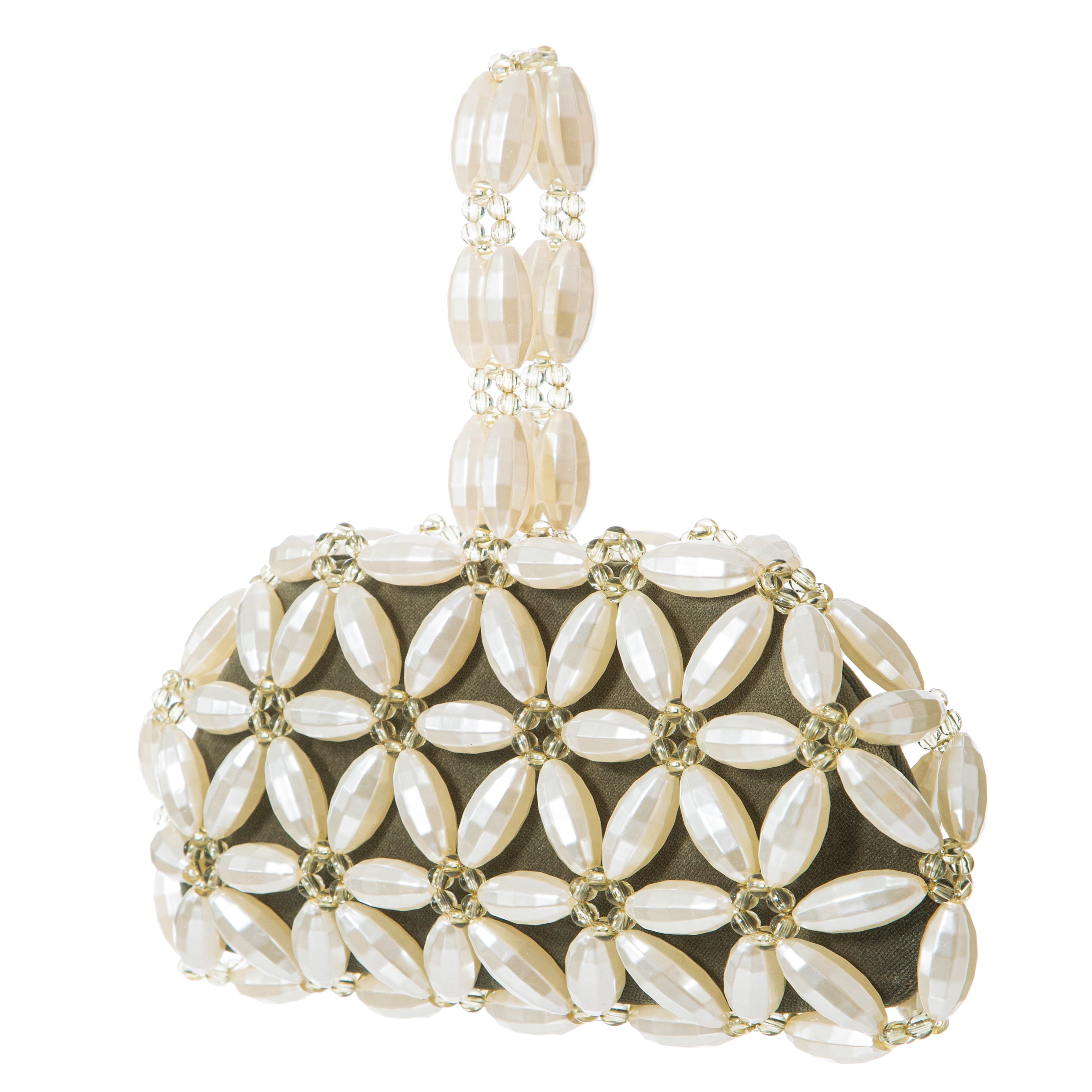 Ivory & Khaki Tebea Clutch
