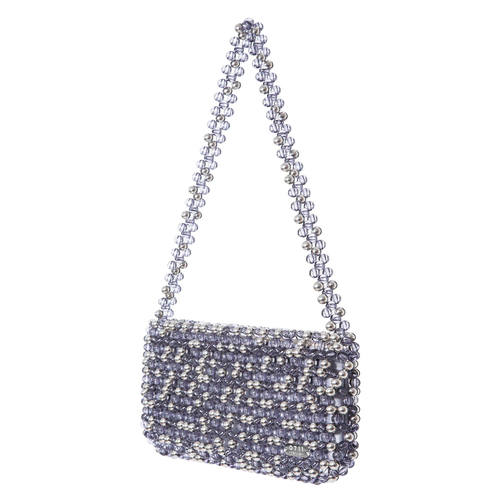 Silver & Navy Blue May Shoulder Bag