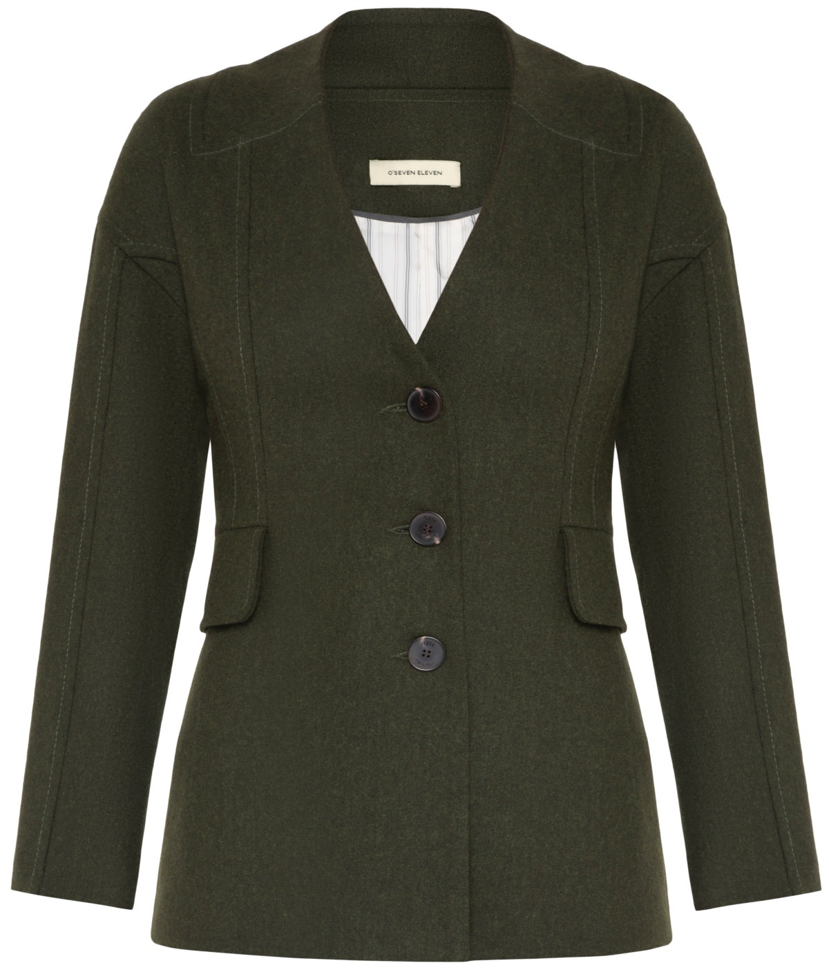 Khaki Collarless Blazer