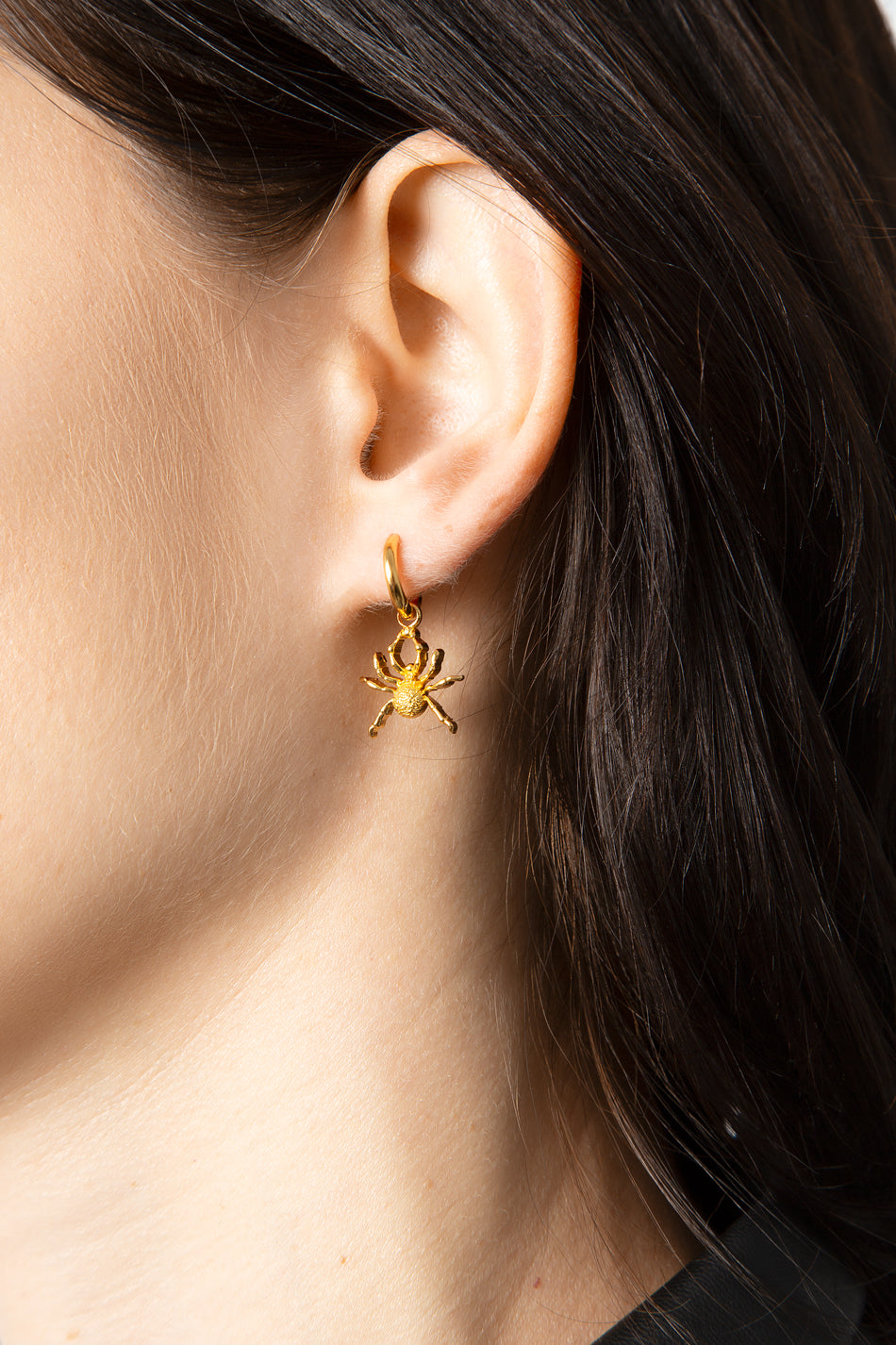 Gold Plated Spider Hoops Earrings