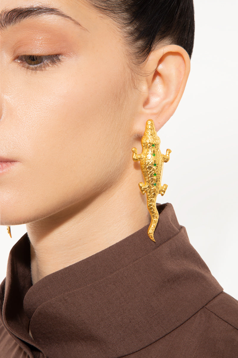 Crocodile Earrings with Crystals