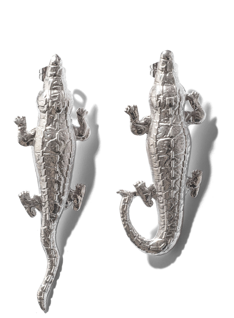 Silver Crocodile Earrings