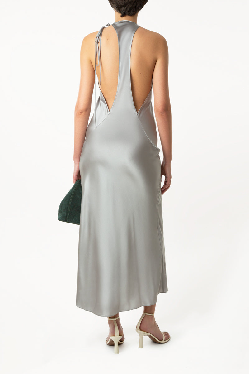 Deep Back Cut Halter Dress