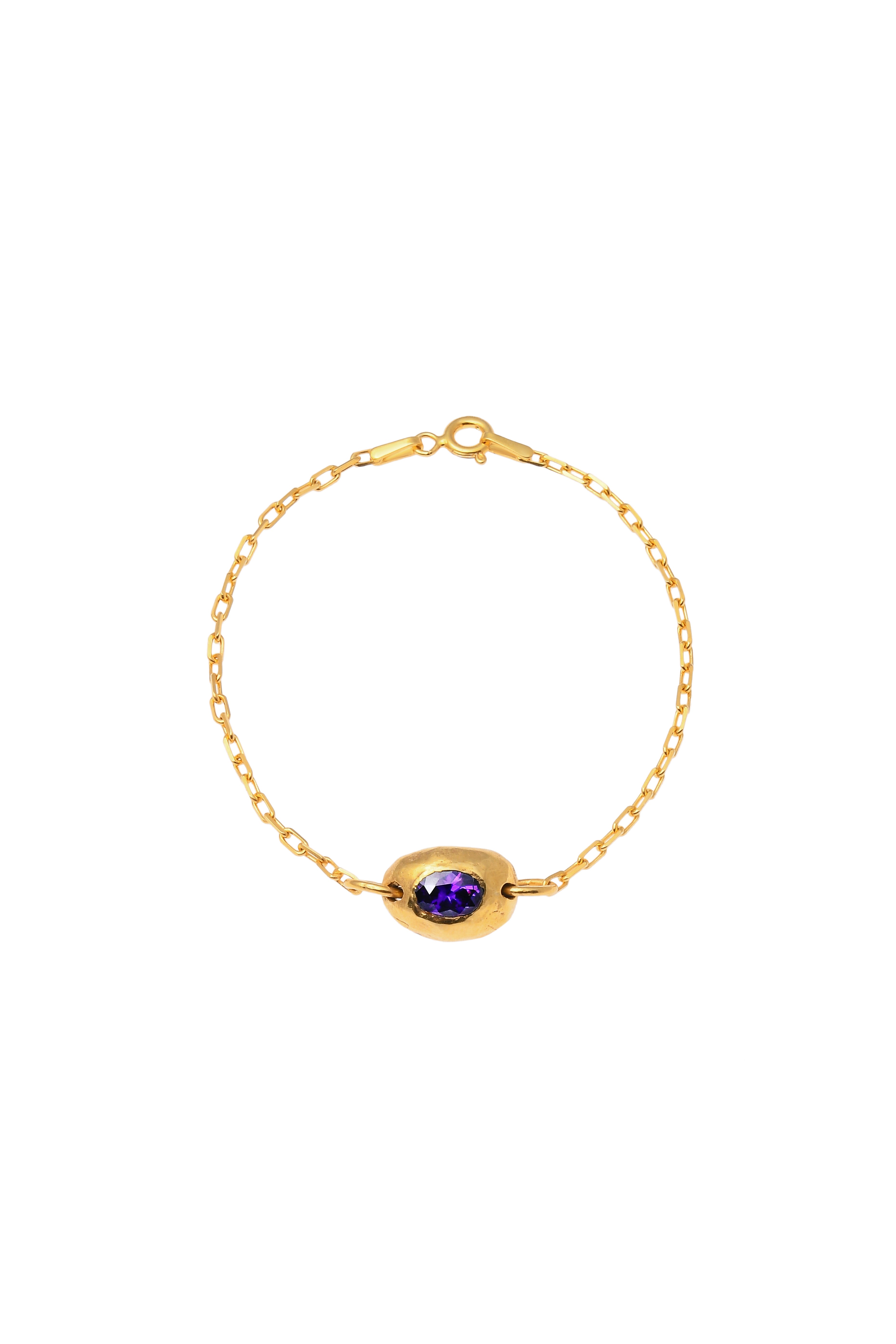 Phoebe Chain Bracelet with Purple Gem