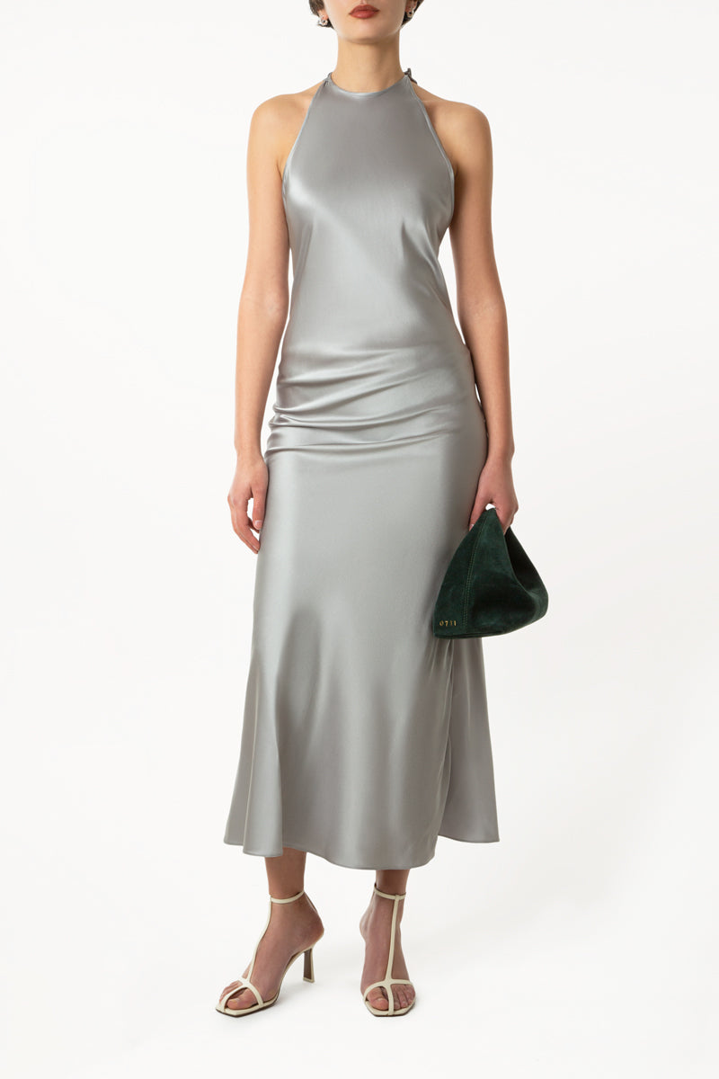 Deep Back Cut Halter Dress