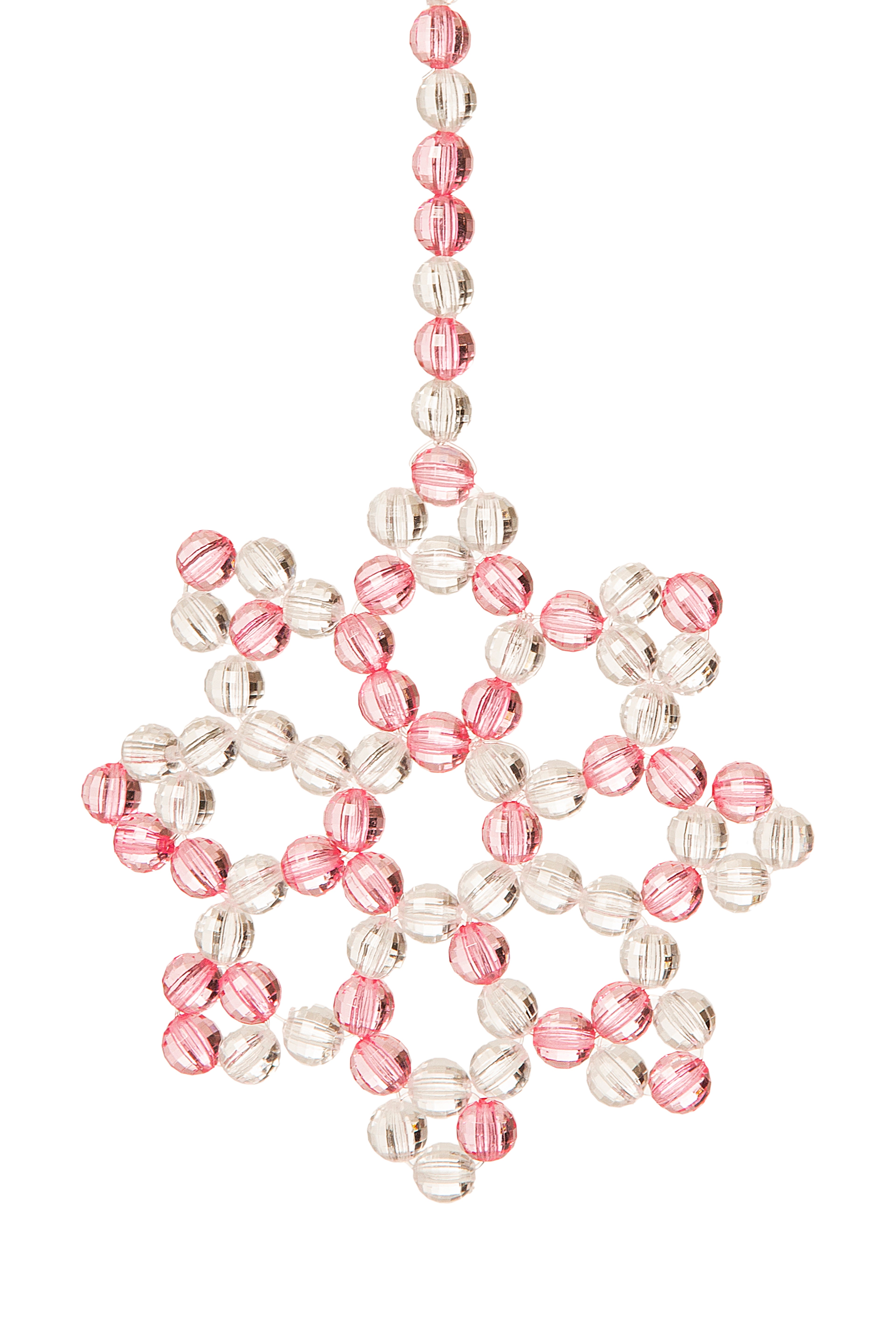 Transparent & Pink Snowflake Keychain