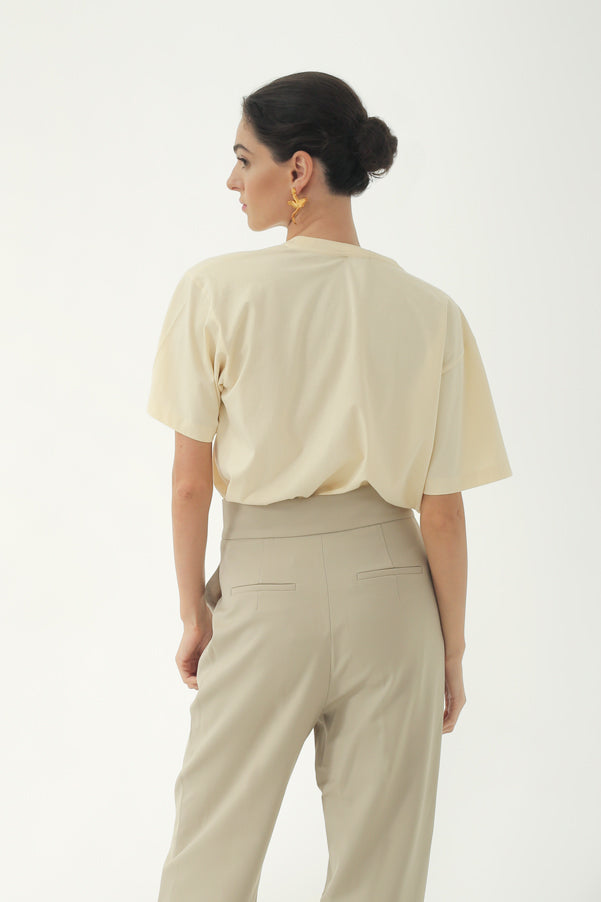Beige Straight Pants