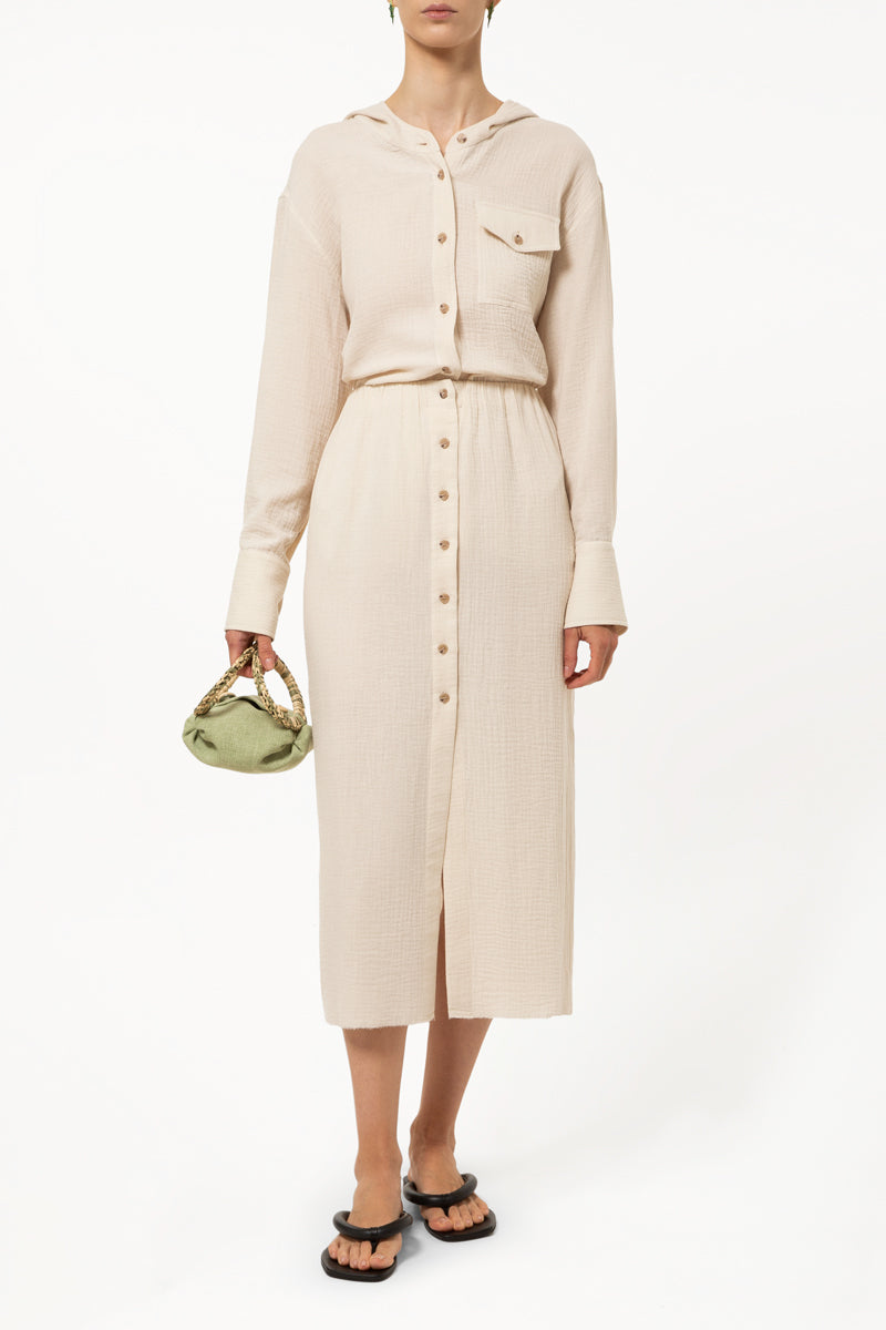 Beige Button Down Skirt